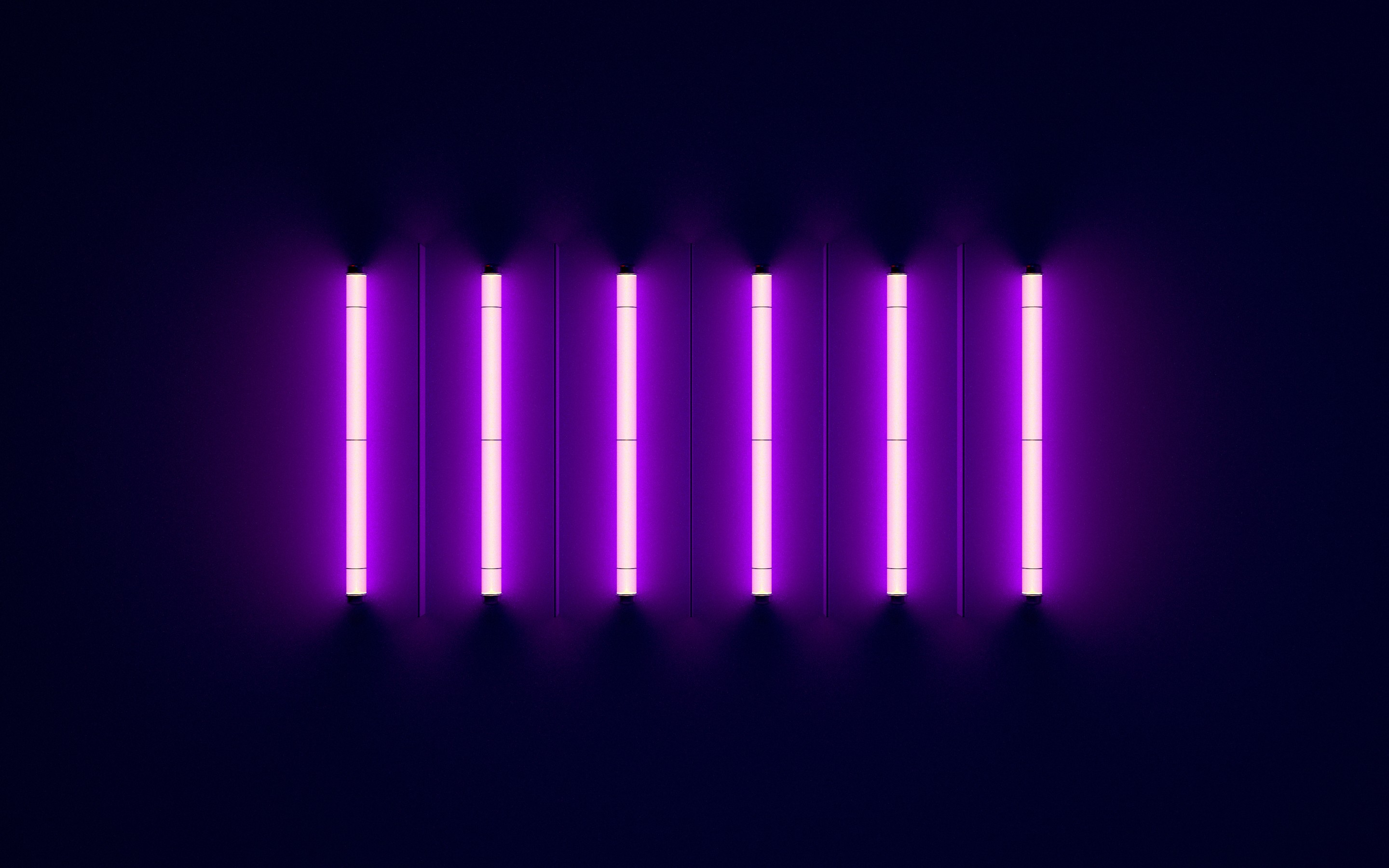 Purple neon lights on a dark wall HD Wallpaper