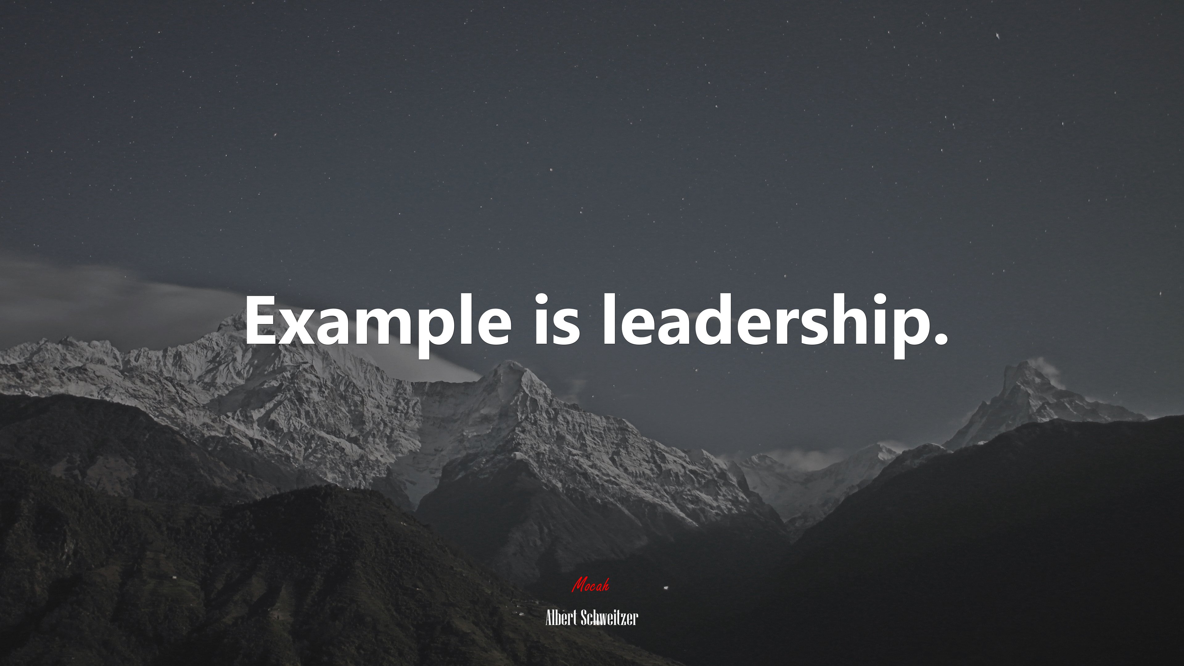Example is leadership. | Albert Schweitzer quote HD Wallpaper