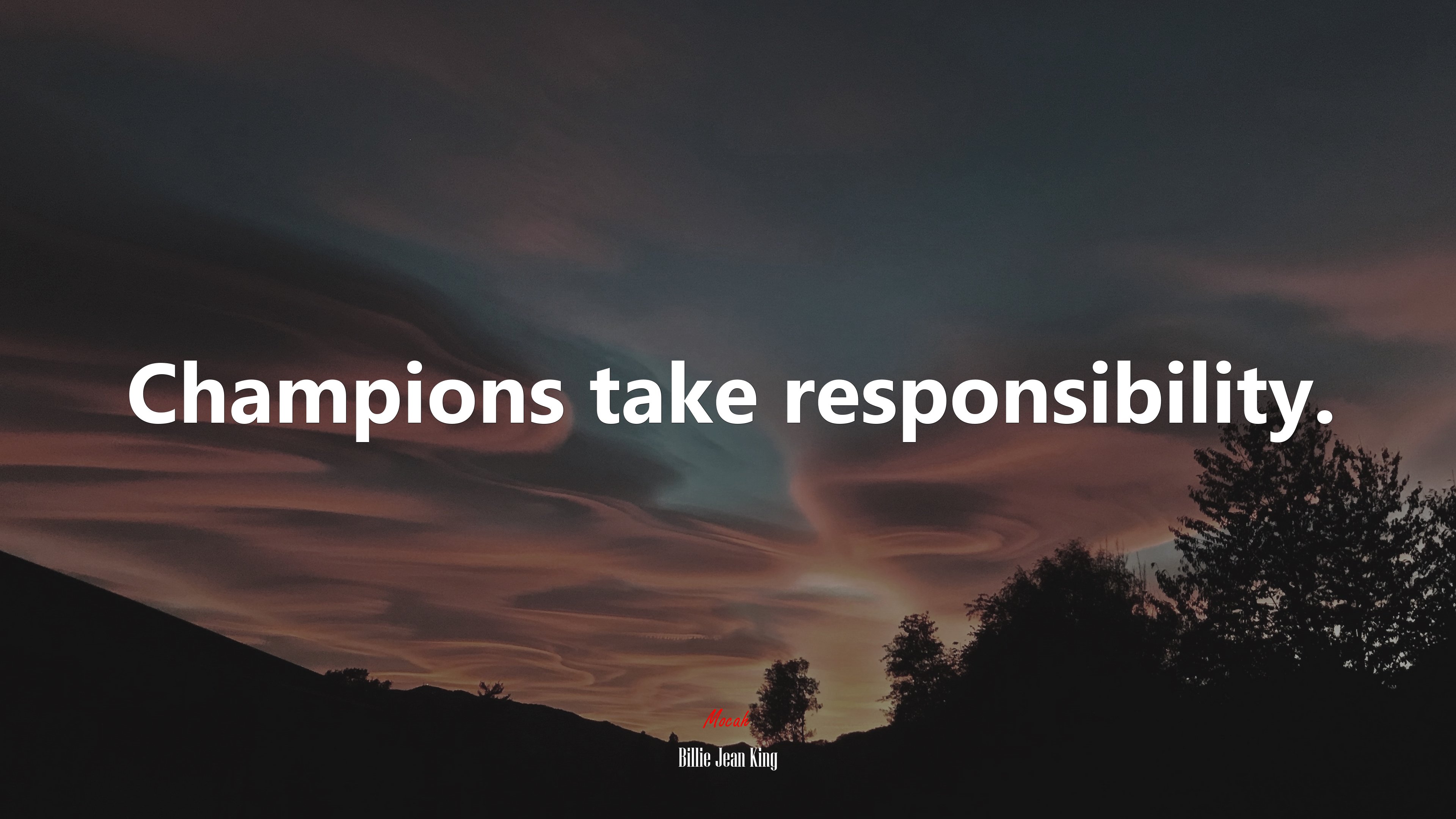 Champions take responsibility. | Billie Jean King quote HD Wallpaper