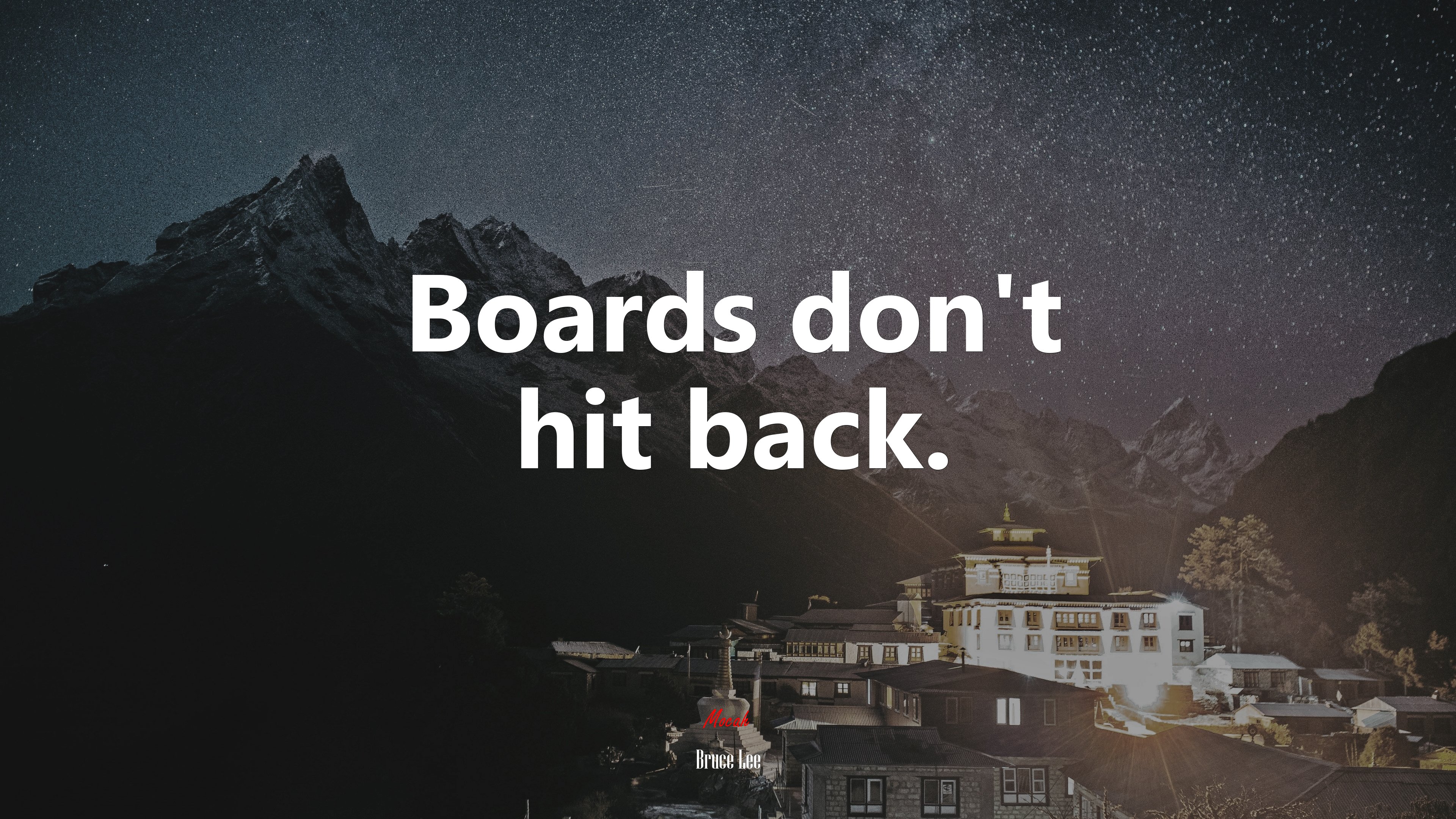 Boards don’t hit back. | Bruce Lee quote HD Wallpaper