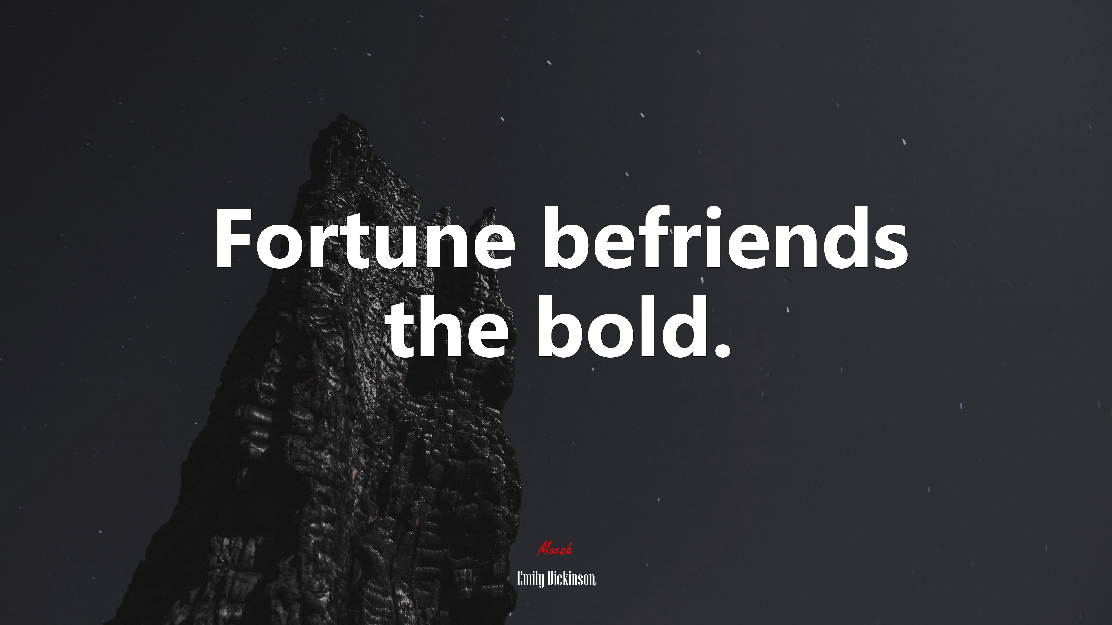 Fortune befriends the bold. | Emily Dickinson quote HD Wallpaper