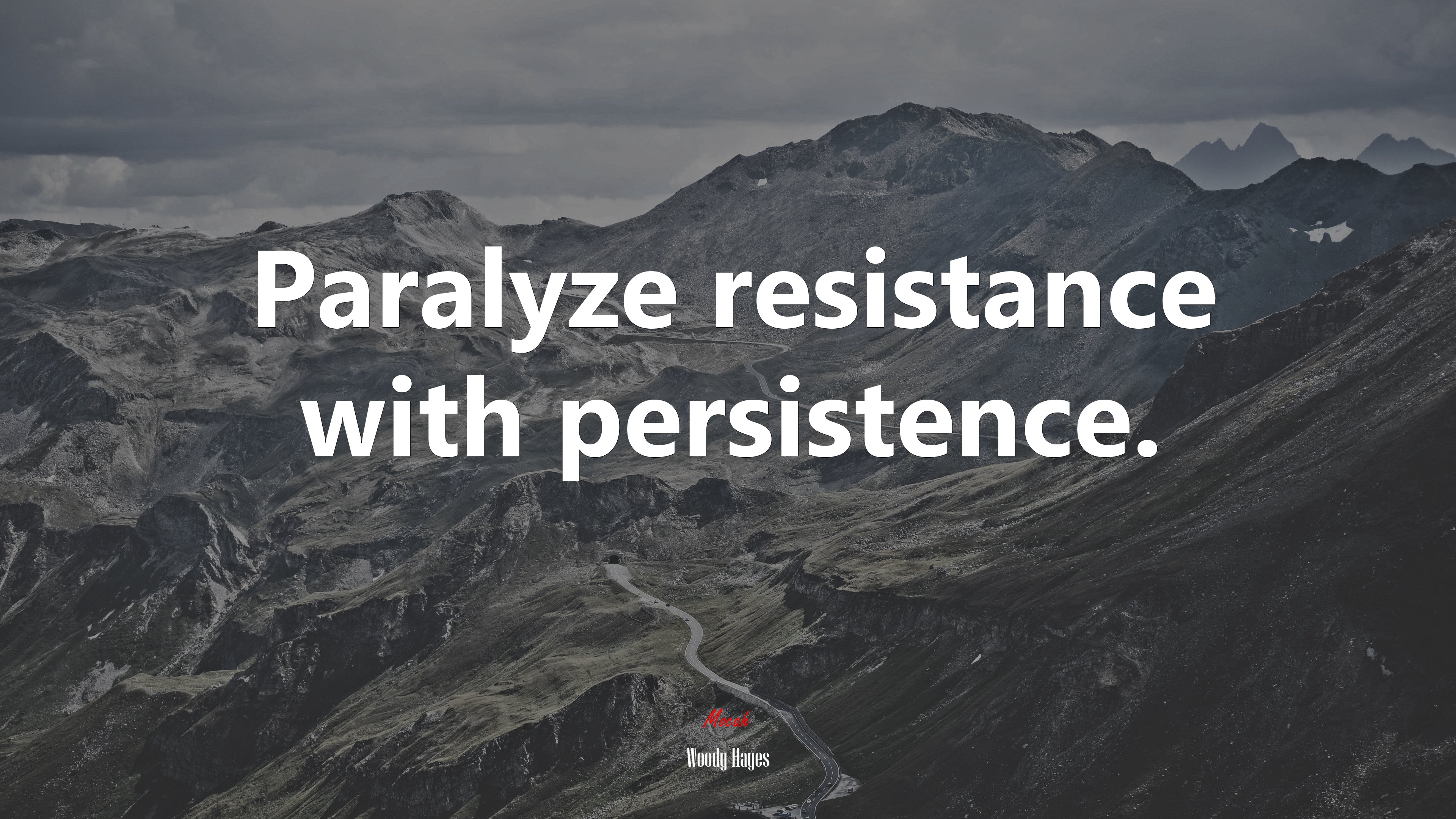 Paralyze resistance with persistence. | Woody Hayes quote HD Wallpaper