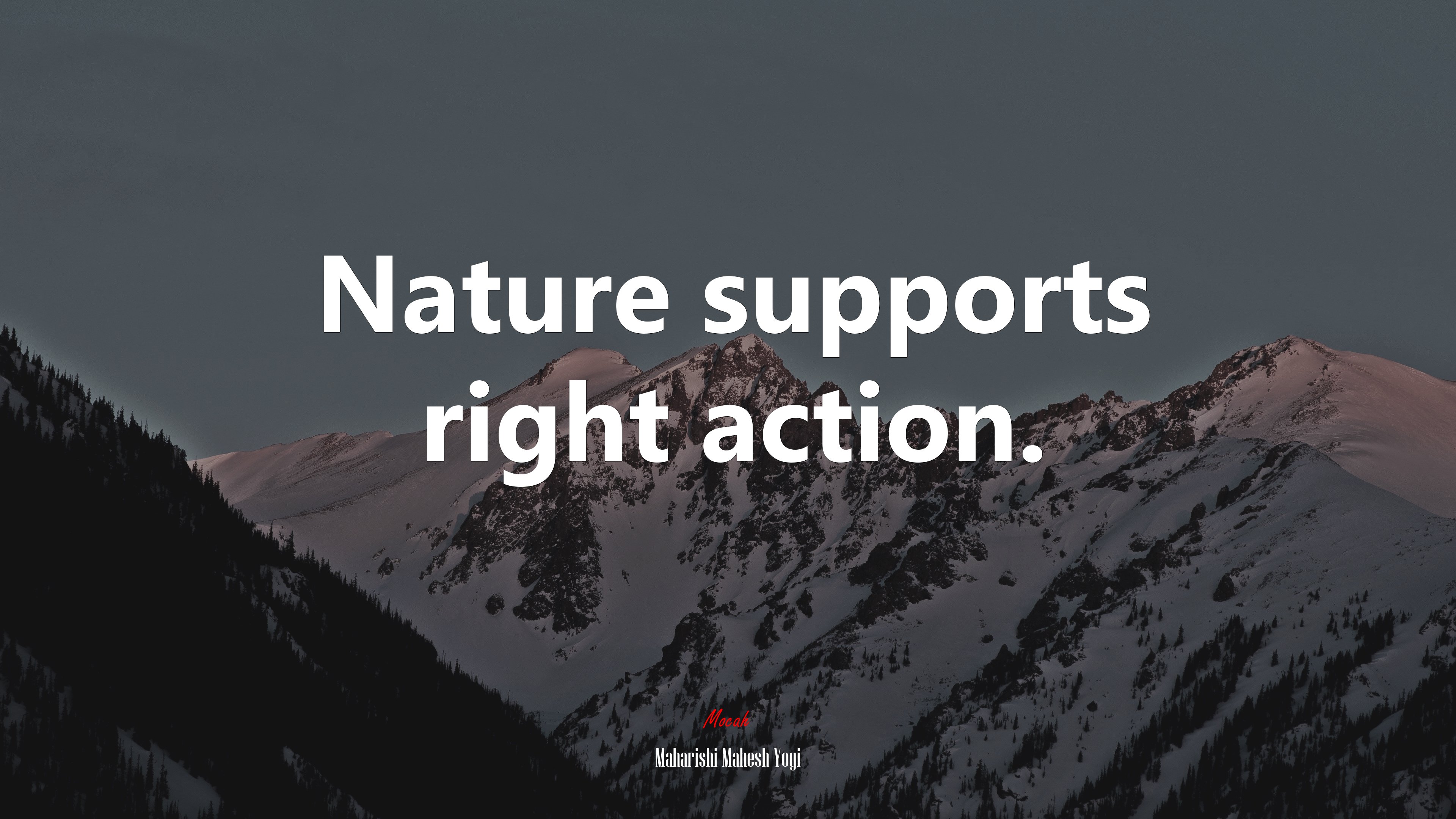 Nature supports right action. | Maharishi Mahesh Yogi quote HD Wallpaper