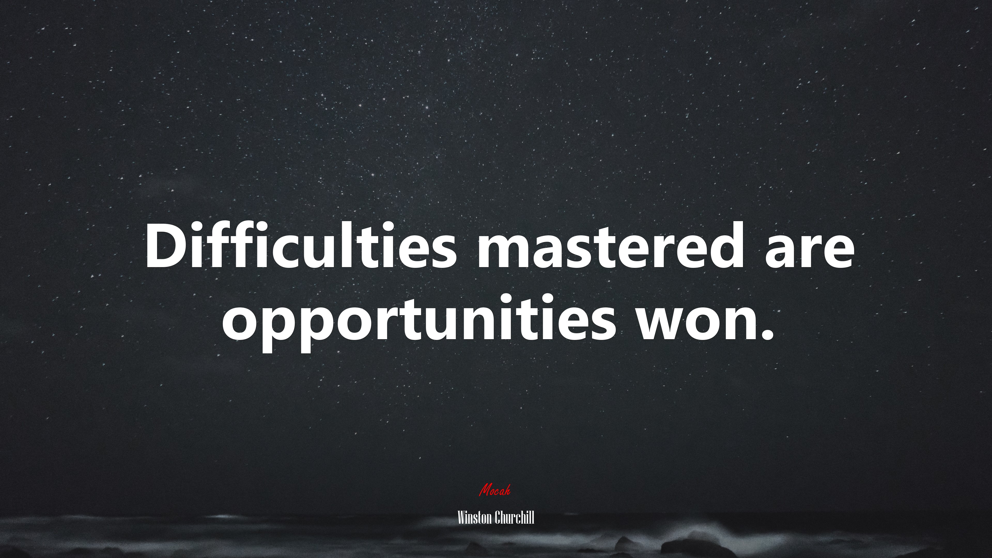 Difficulties mastered are opportunities won. | Winston Churchill quote HD Wallpaper