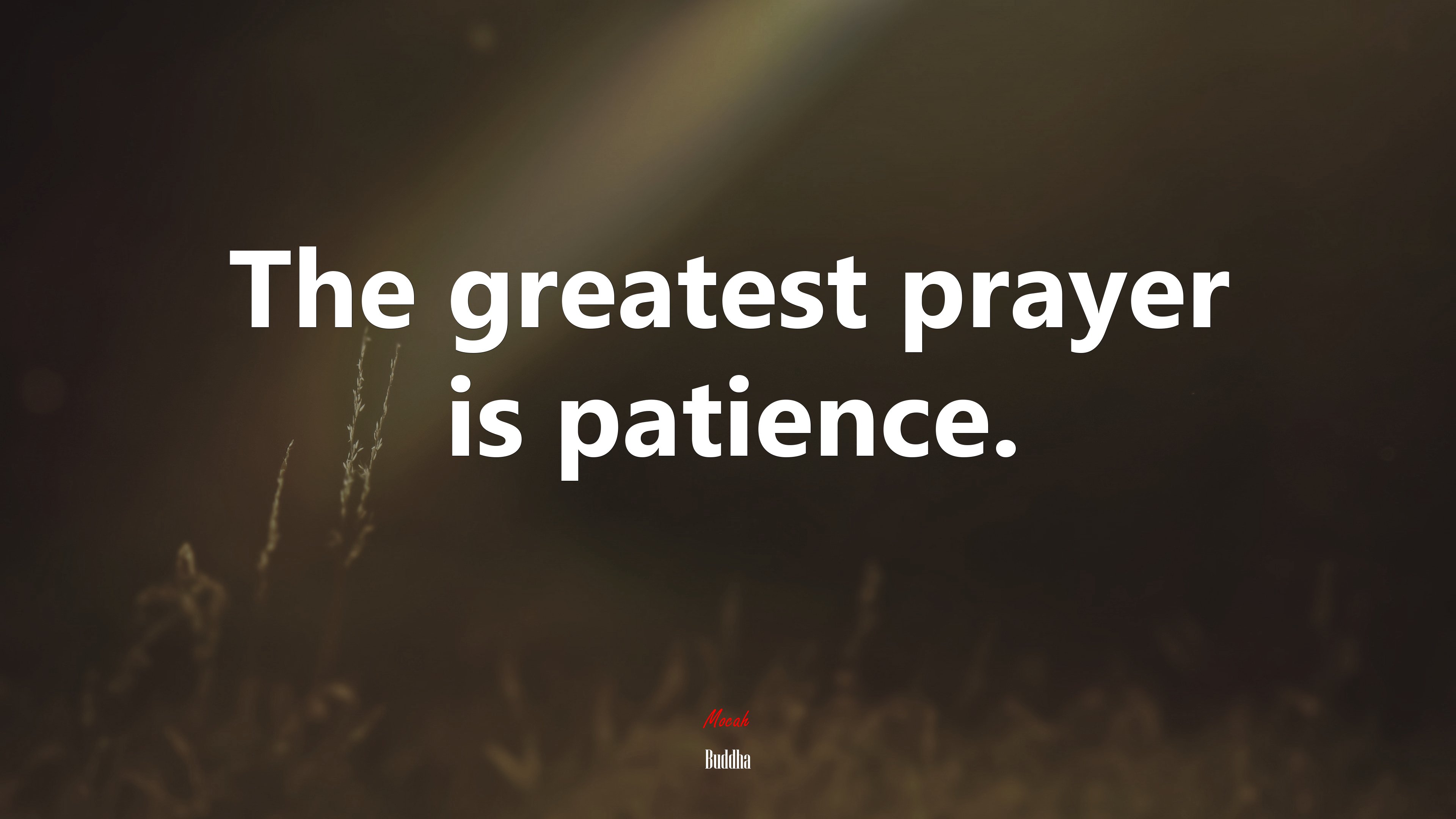 The greatest prayer is patience. | Buddha quote HD Wallpaper