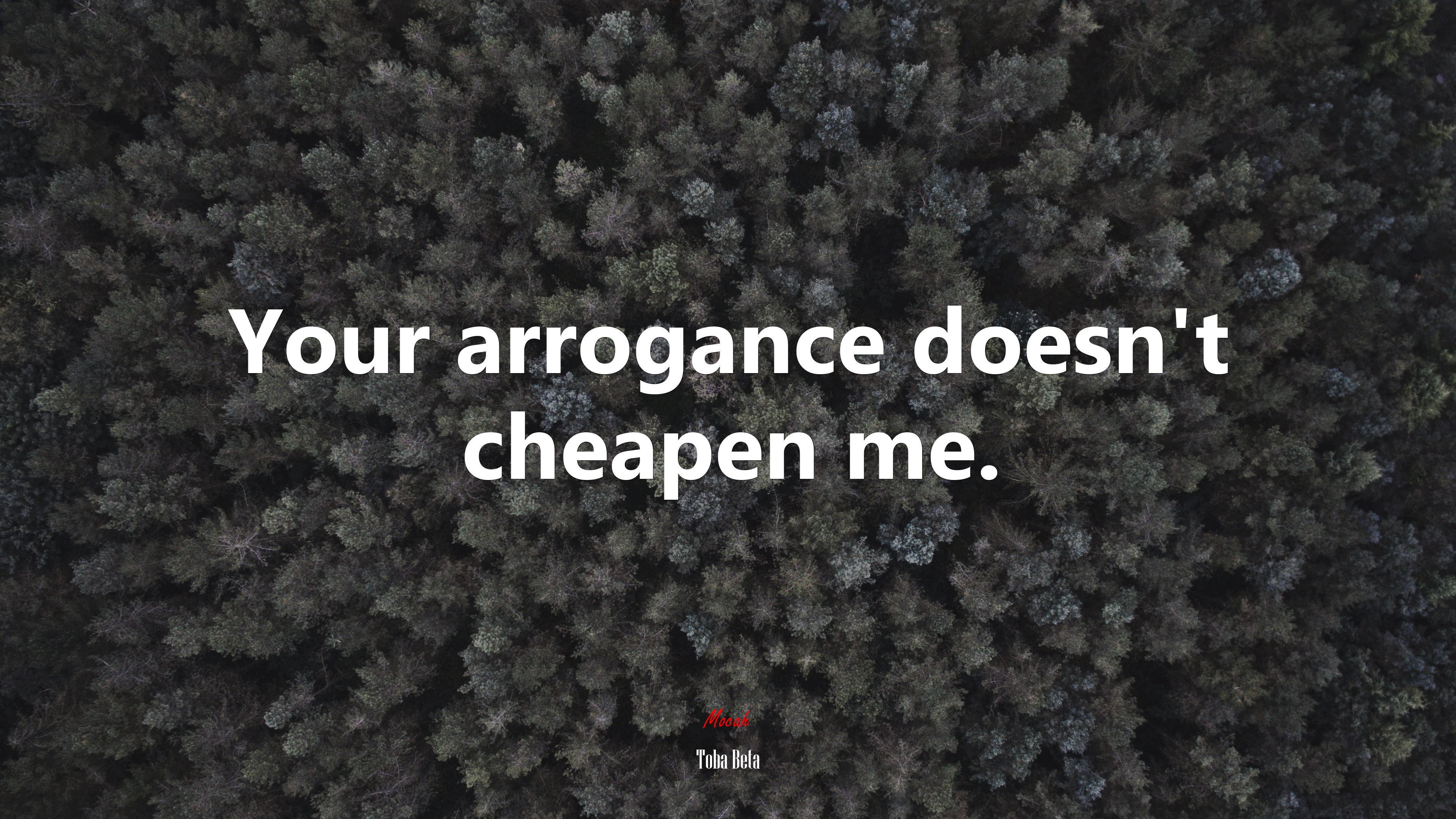 Your arrogance doesn’t cheapen me. | Toba Beta quote HD Wallpaper