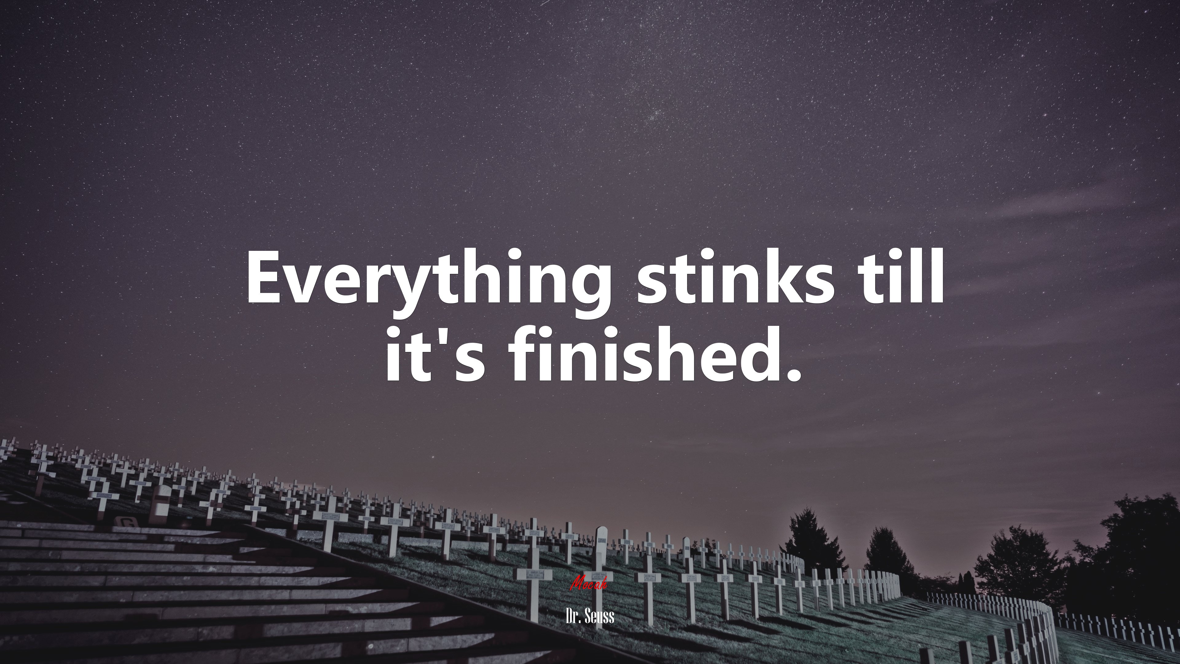 Everything stinks till it’s finished. | Dr. Seuss quote HD Wallpaper