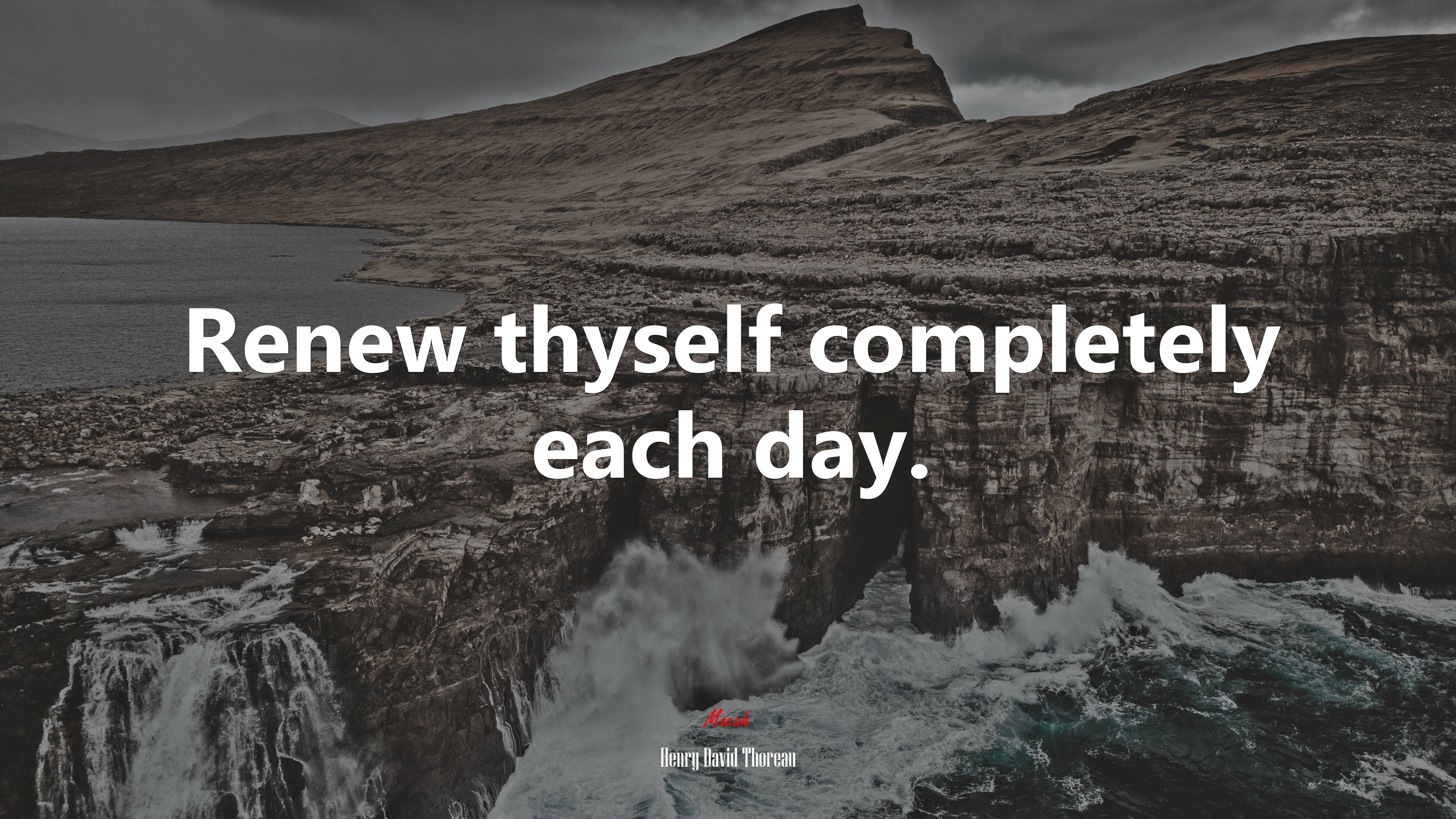 Renew thyself completely each day. | Henry David Thoreau quote HD Wallpaper