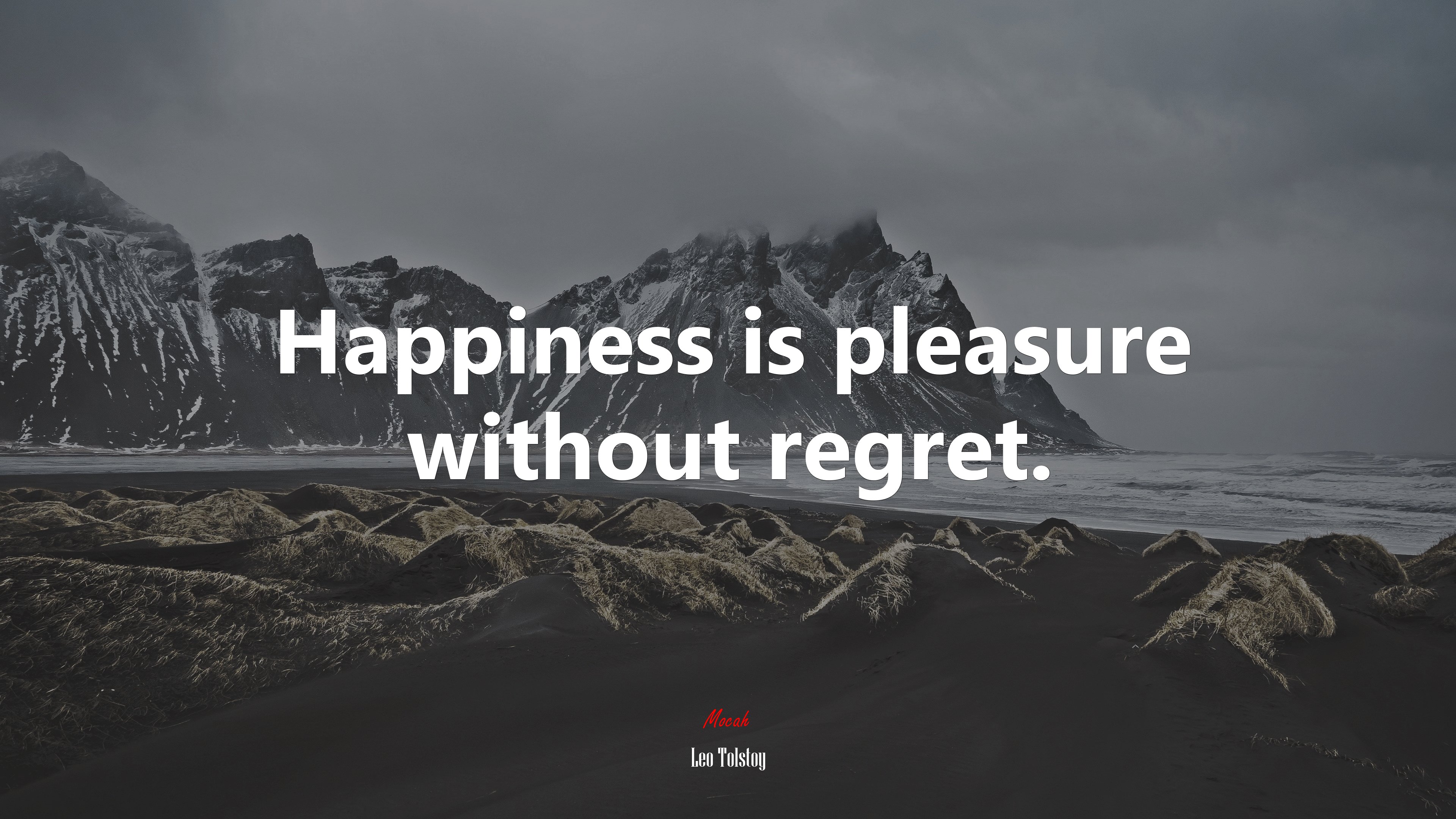 Happiness is pleasure without regret. | Leo Tolstoy quote HD Wallpaper