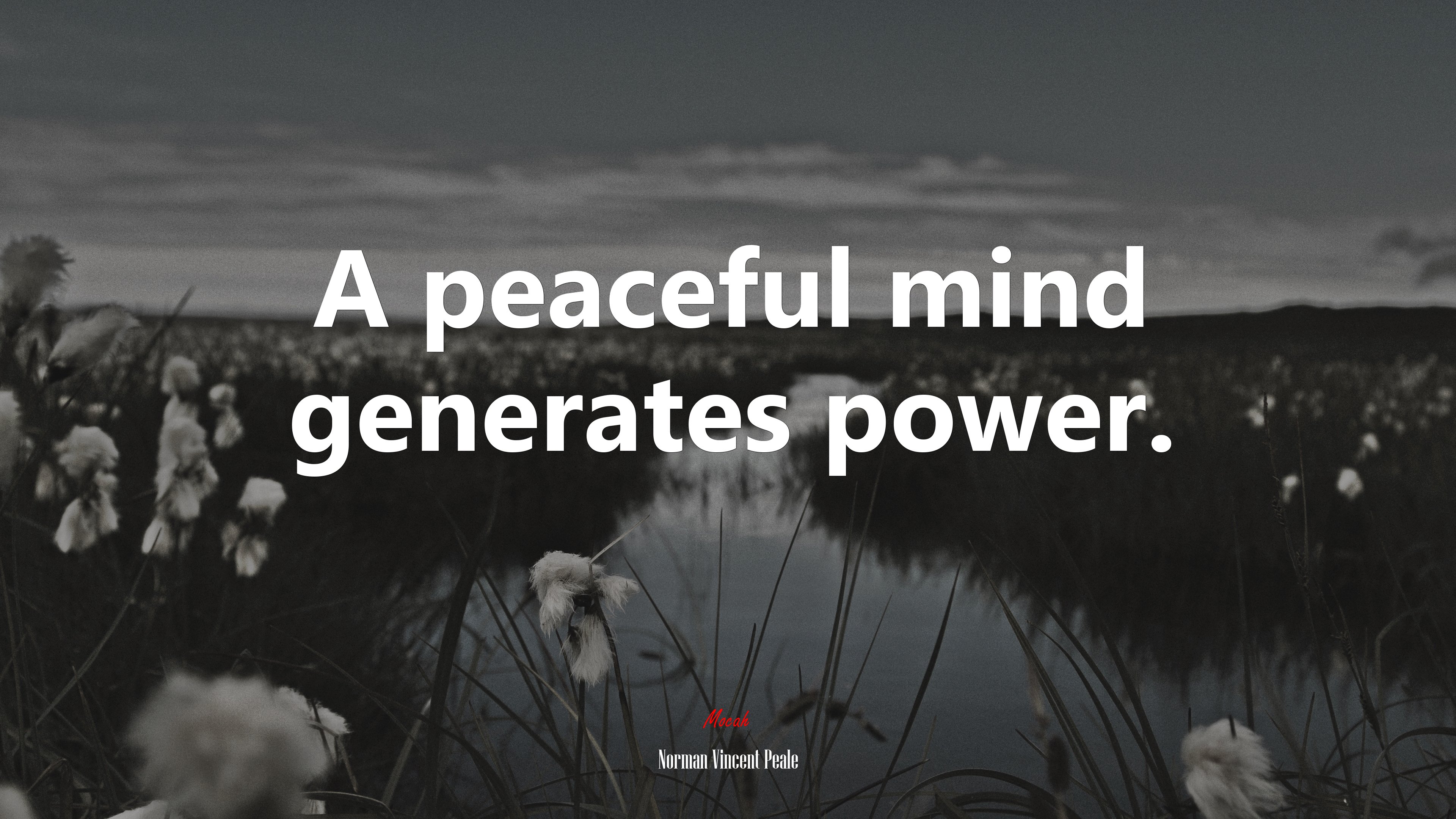 A peaceful mind generates power. | Norman Vincent Peale quote HD Wallpaper