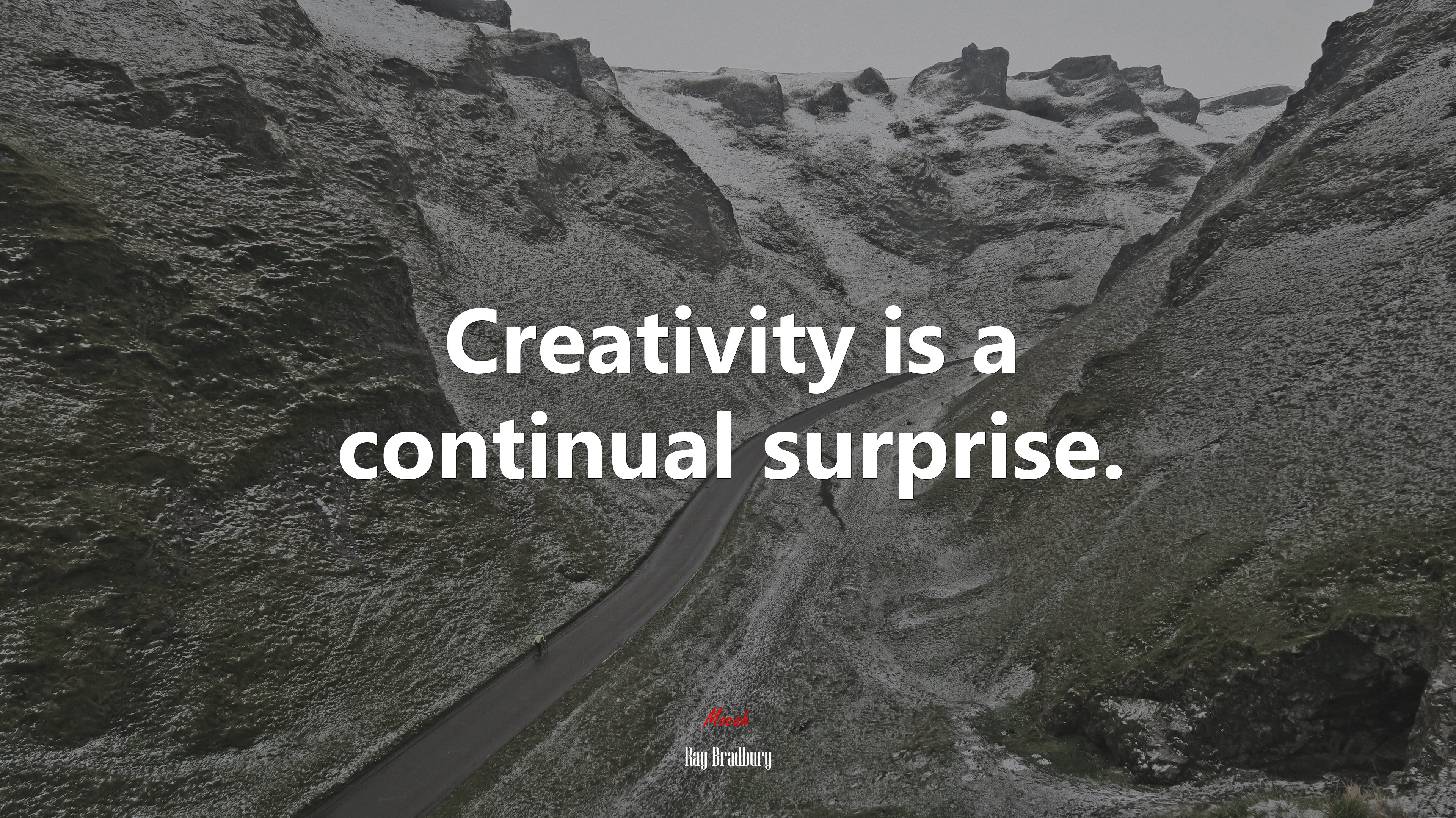 Creativity is a continual surprise. | Ray Bradbury quote HD Wallpaper