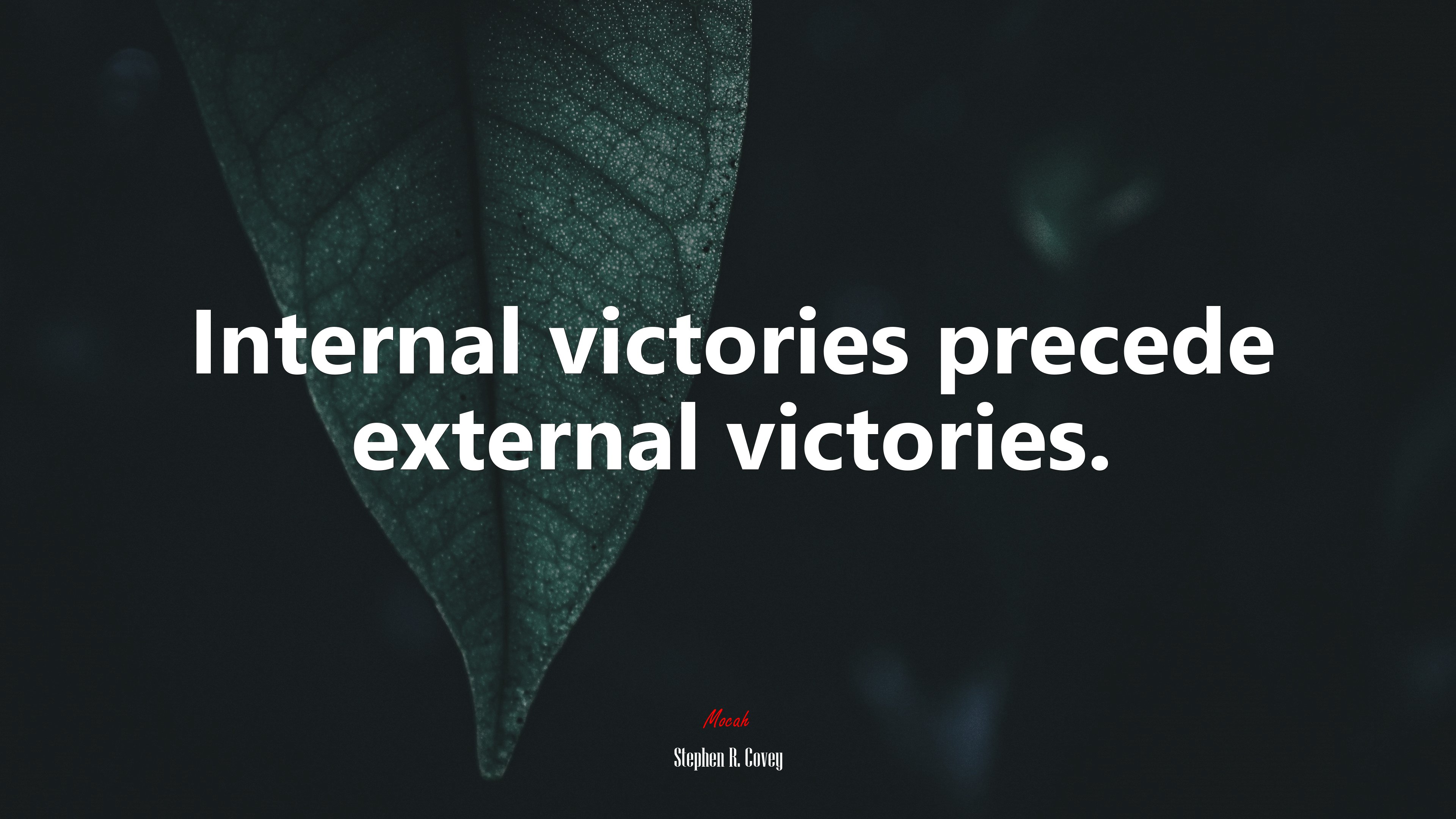 Internal victories precede external victories. | Stephen R. Covey quote HD Wallpaper