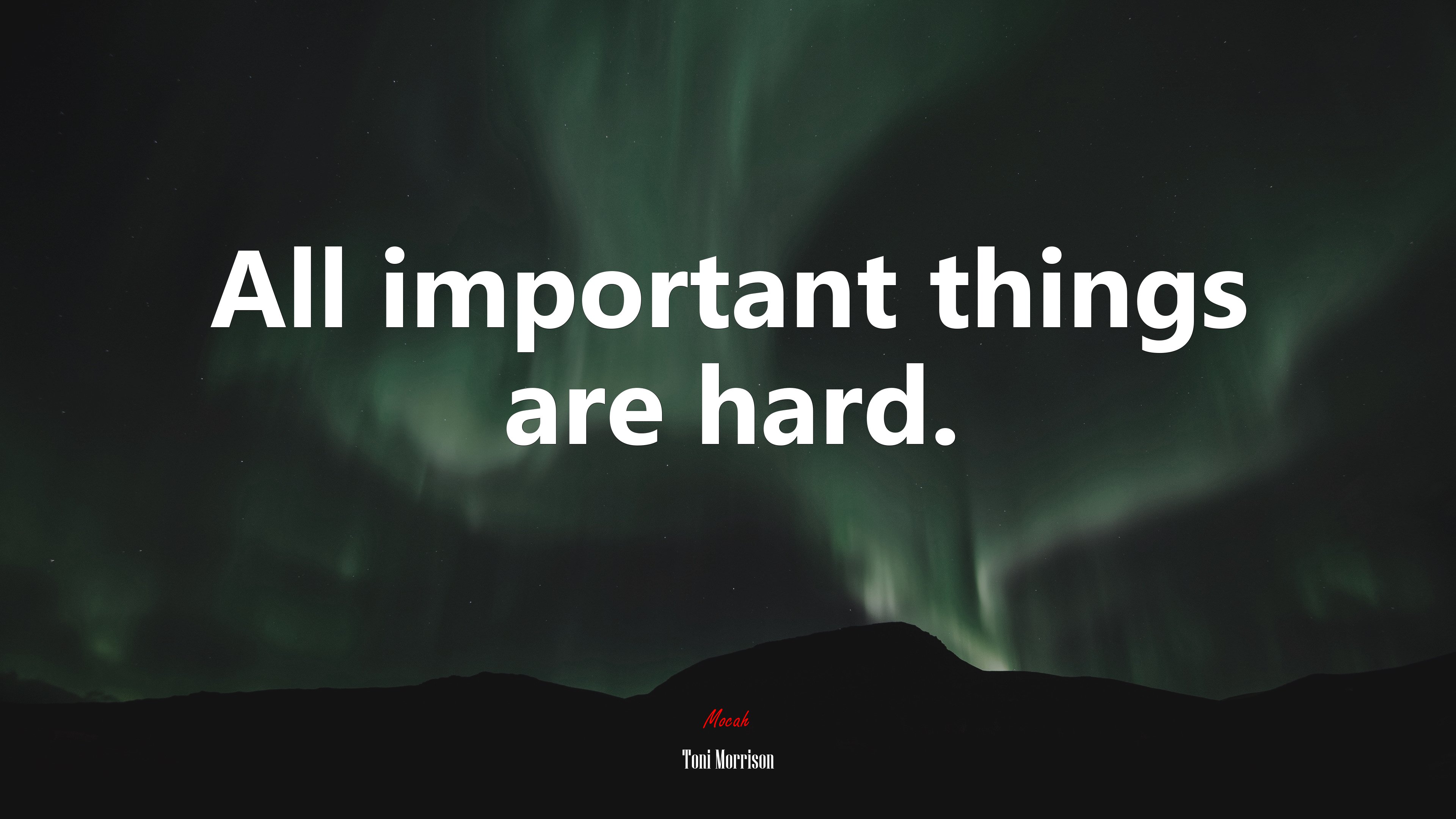 All important things are hard. | Toni Morrison quote HD Wallpaper