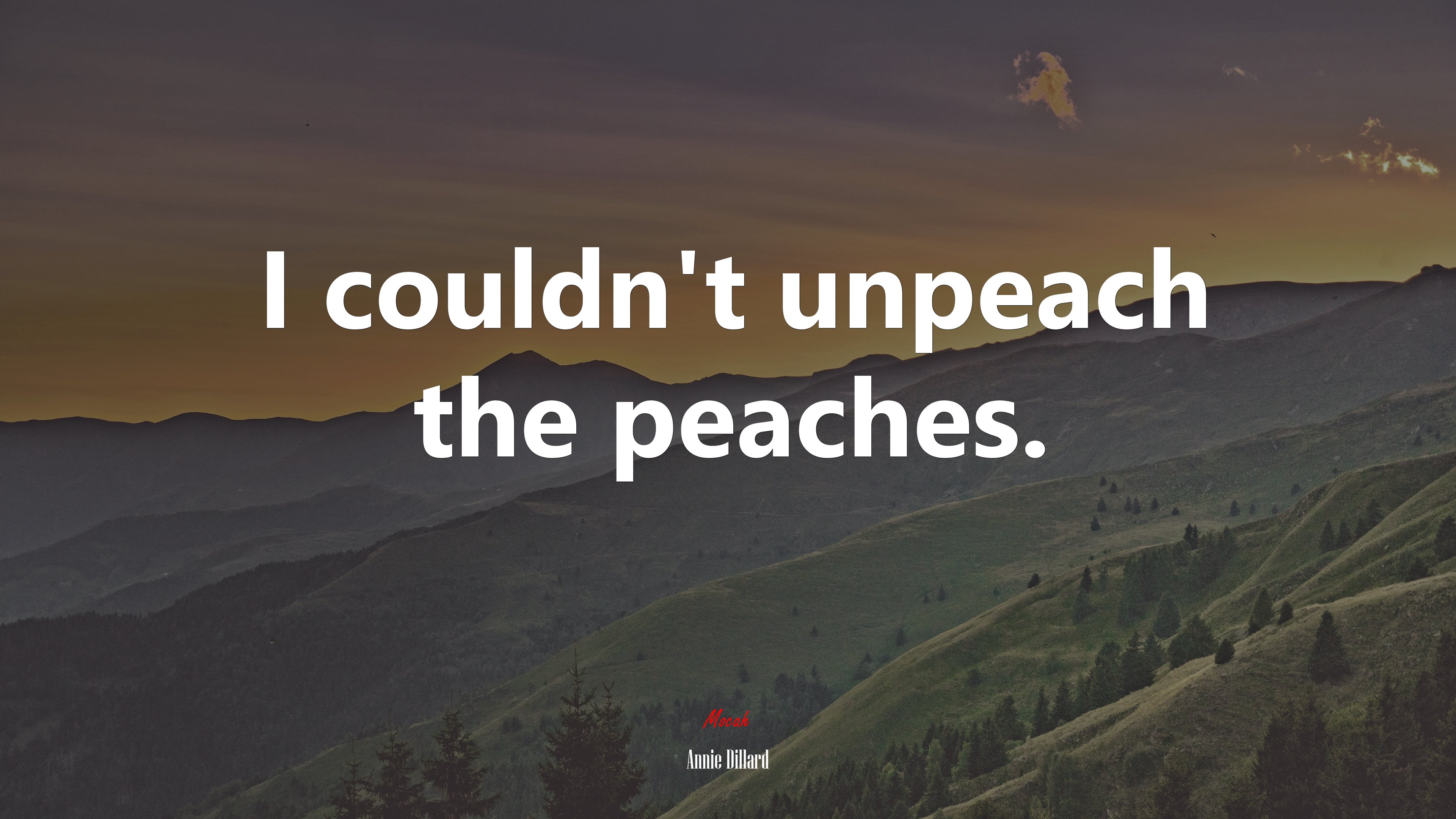 I couldn’t unpeach the peaches. | Annie Dillard quote HD Wallpaper