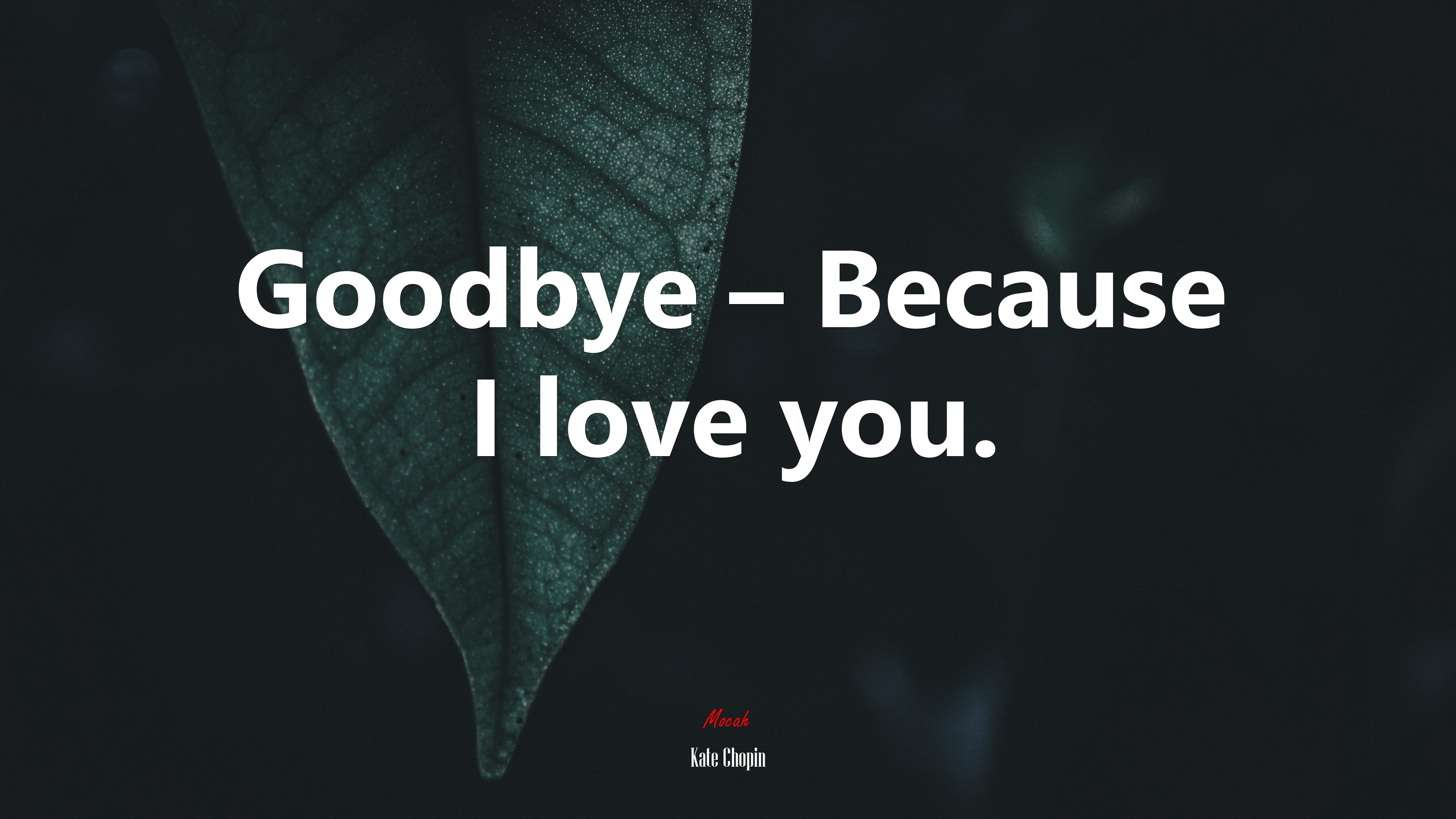 Goodbye – Because I love you. | Kate Chopin quote HD Wallpaper