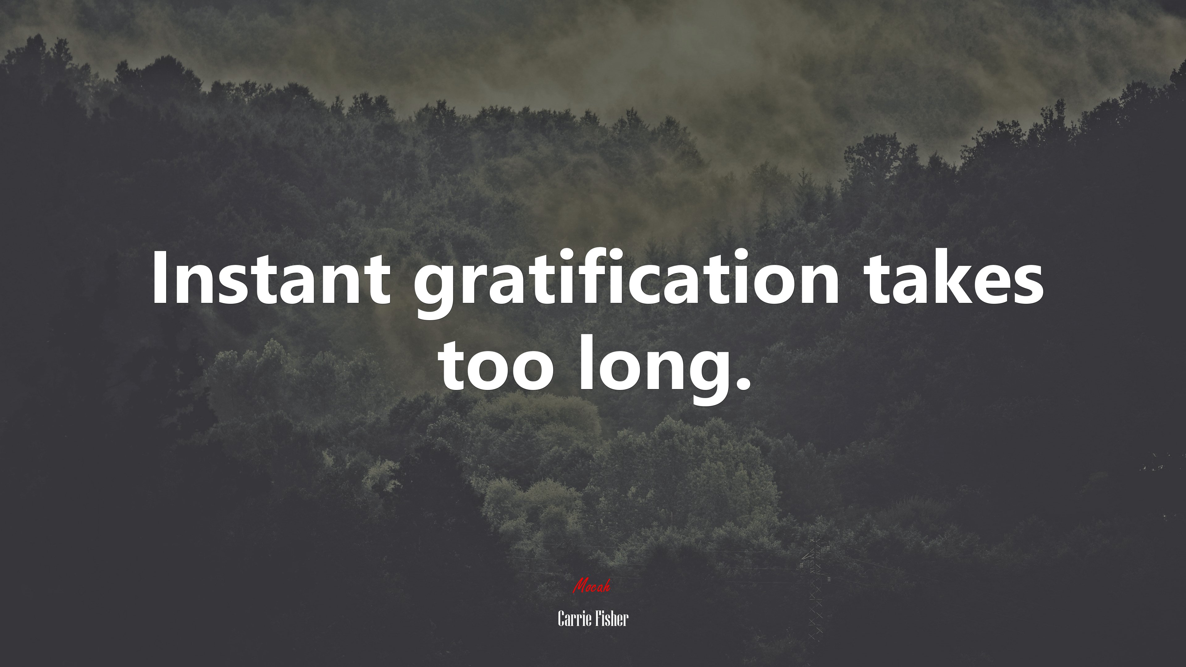 Instant gratification takes too long. | Carrie Fisher quote HD Wallpaper