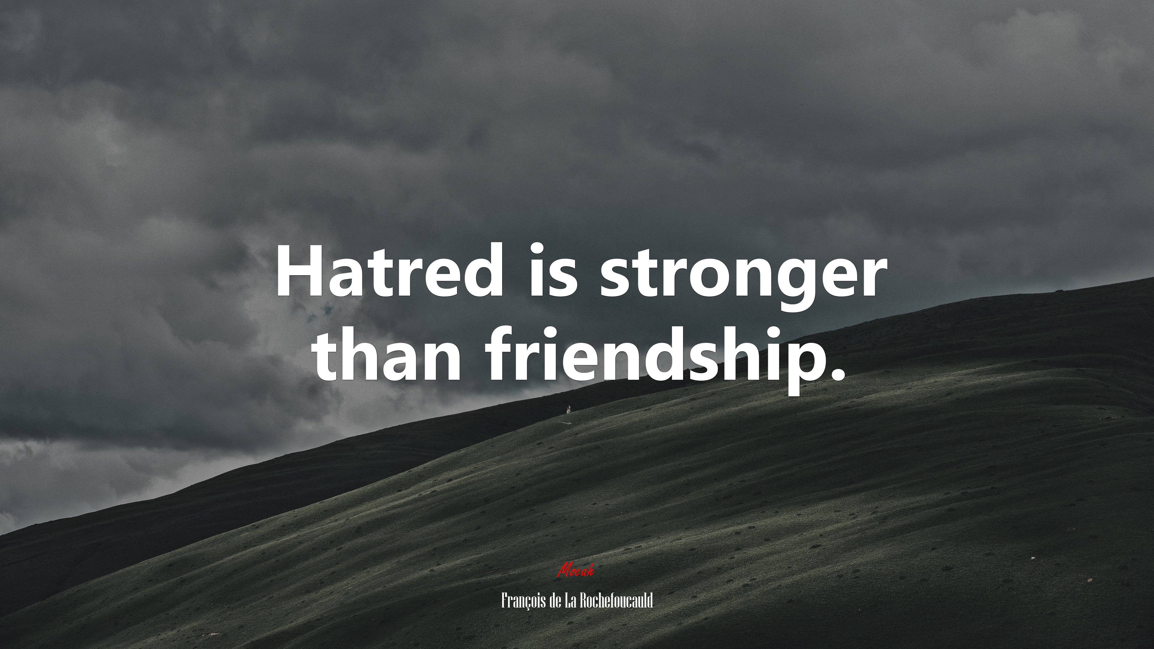 Hatred is stronger than friendship. | François de La Rochefoucauld quote HD Wallpaper