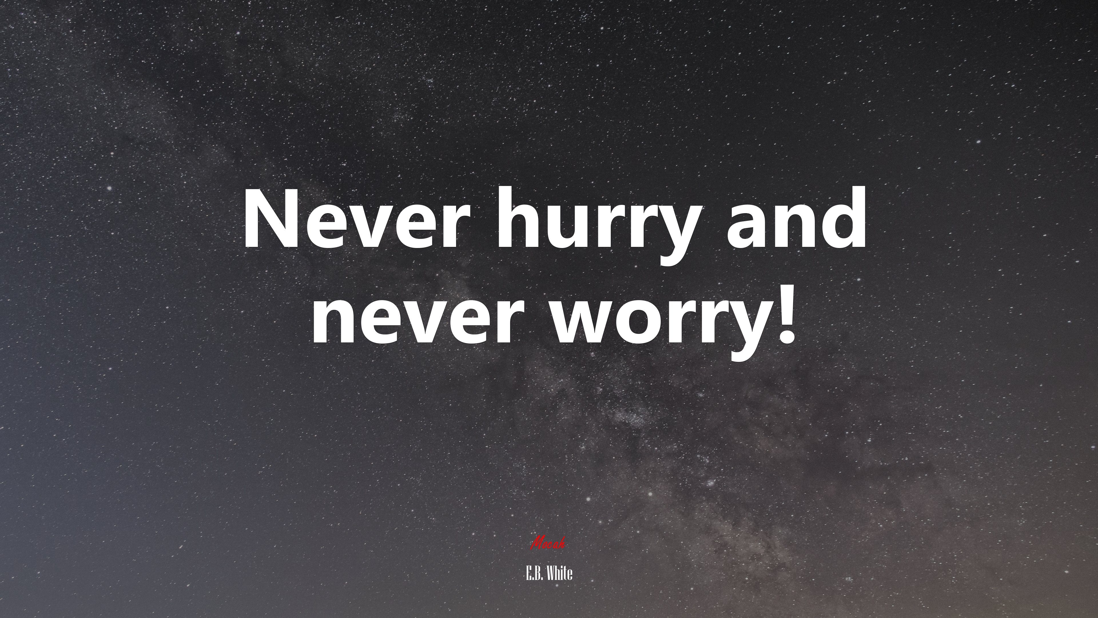 Never hurry and never worry! | E.B. White quote HD Wallpaper