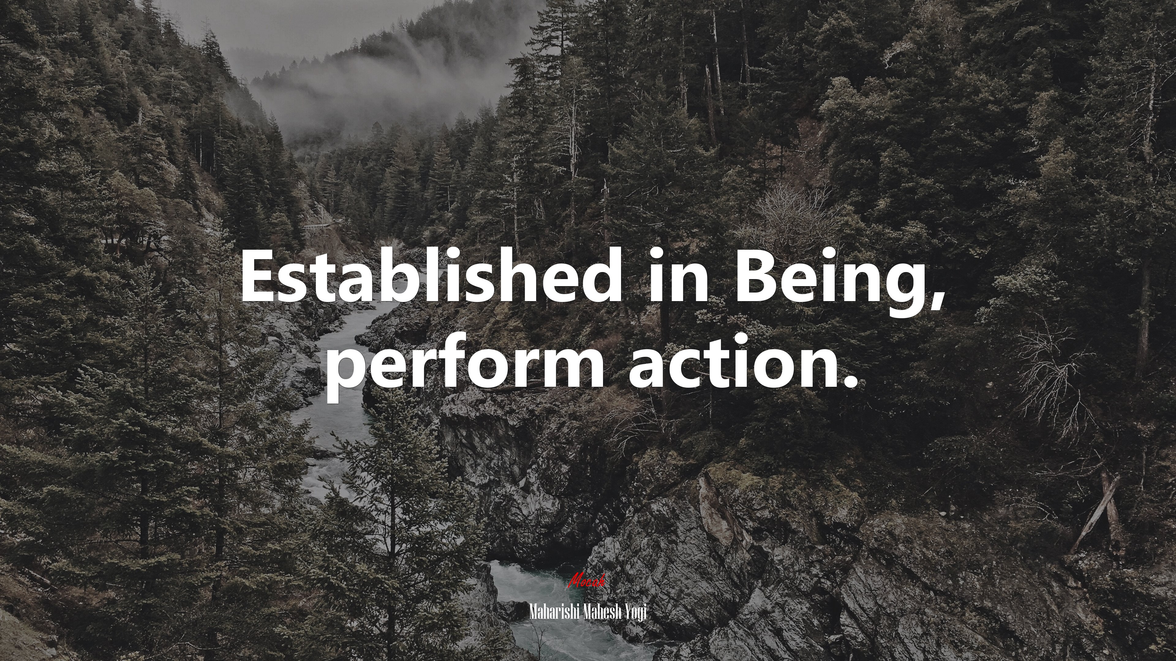 Established in Being, perform action. | Maharishi Mahesh Yogi quote HD Wallpaper