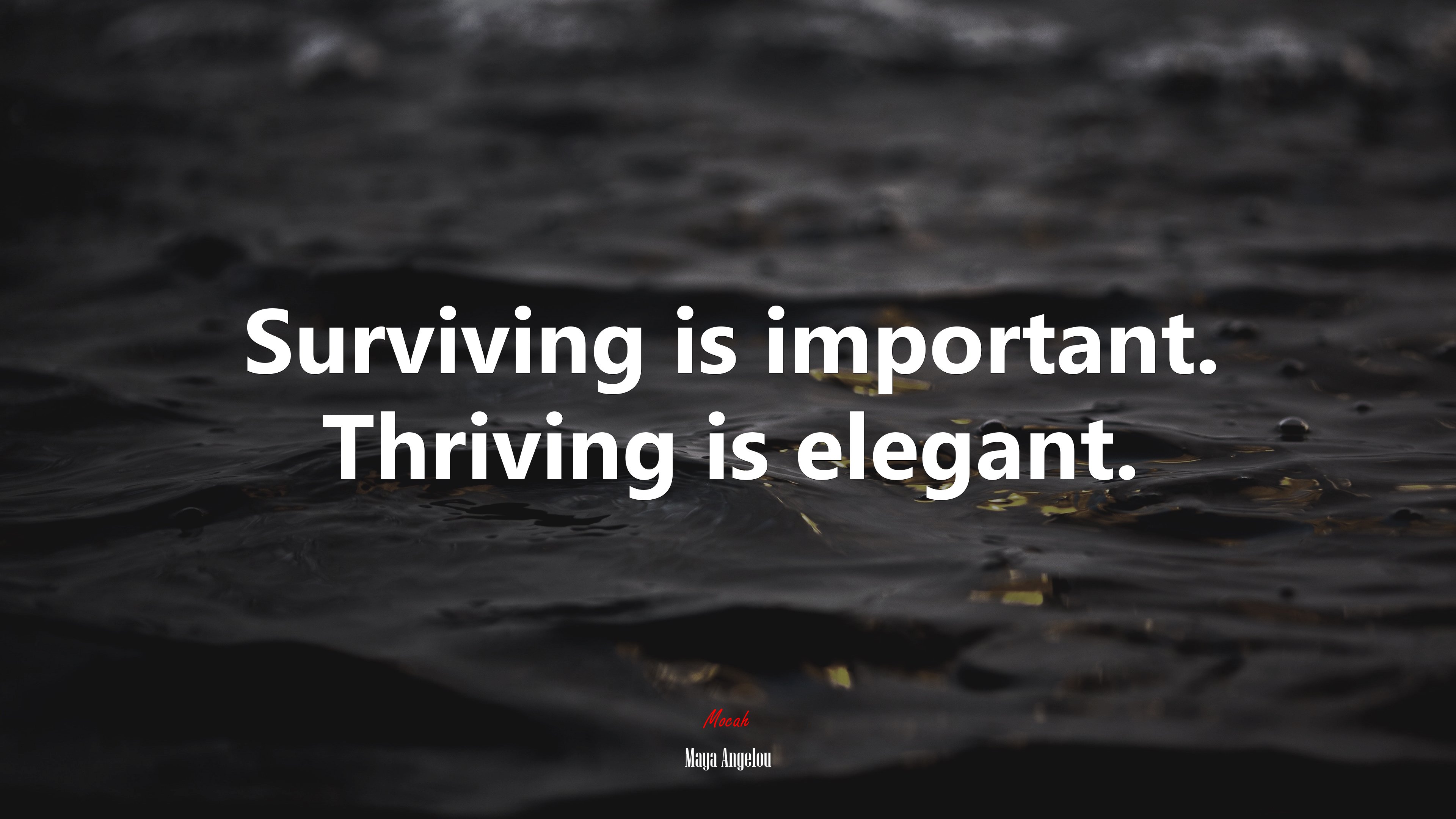 Surviving is important. Thriving is elegant. | Maya Angelou quote HD Wallpaper