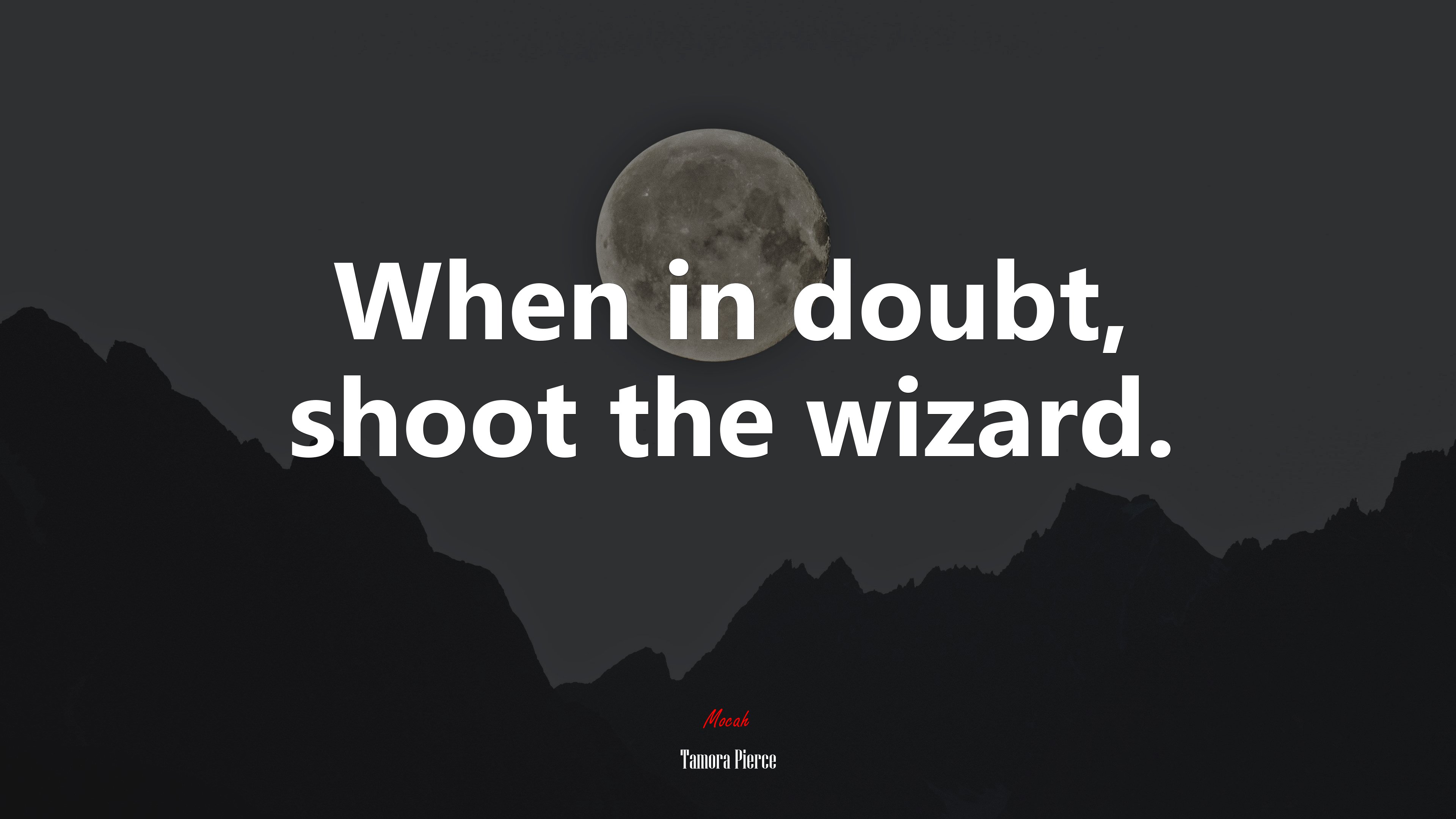 When in doubt, shoot the wizard. | Tamora Pierce quote HD Wallpaper