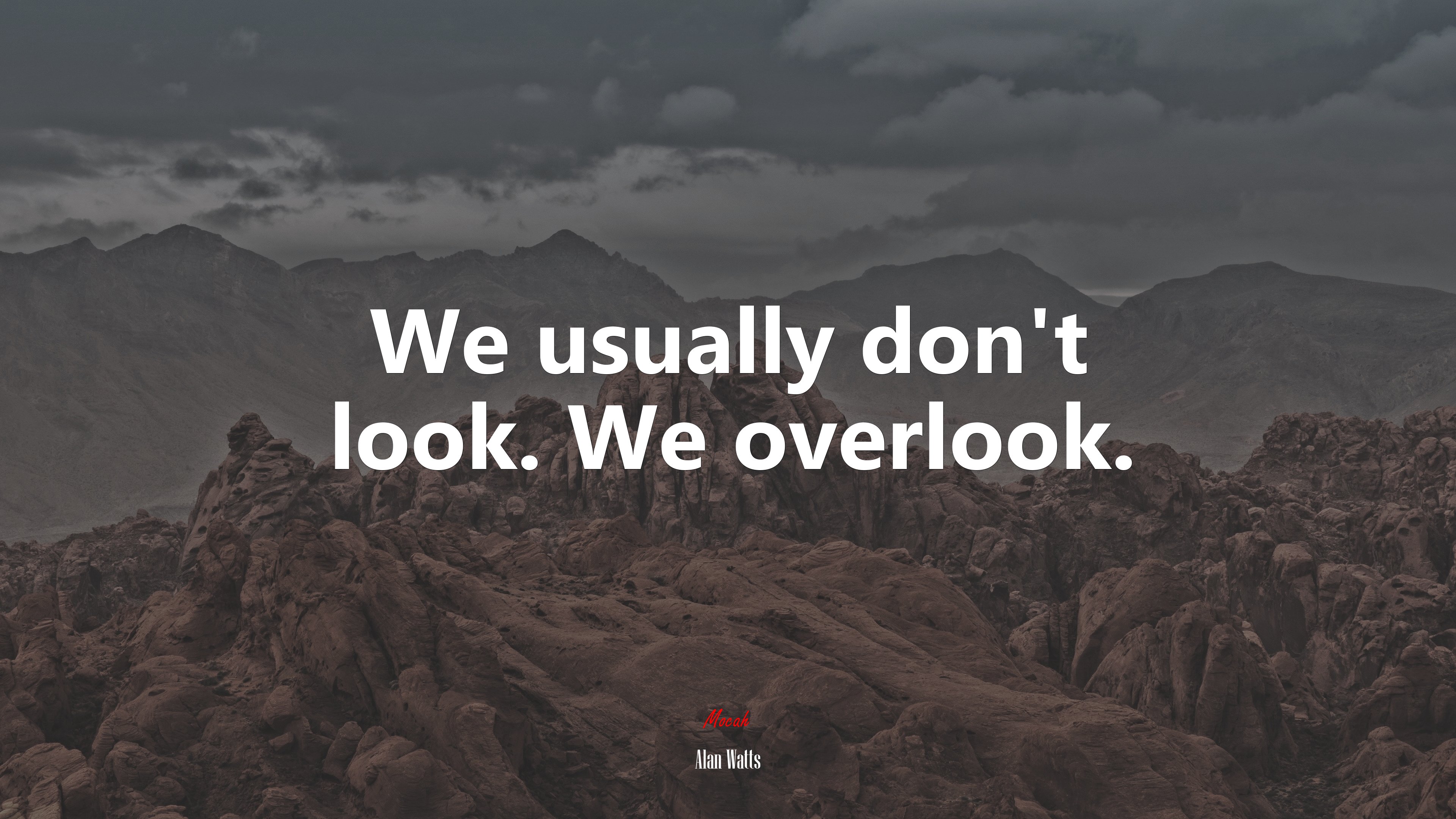 We usually don’t look. We overlook. | Alan Watts quote HD Wallpaper