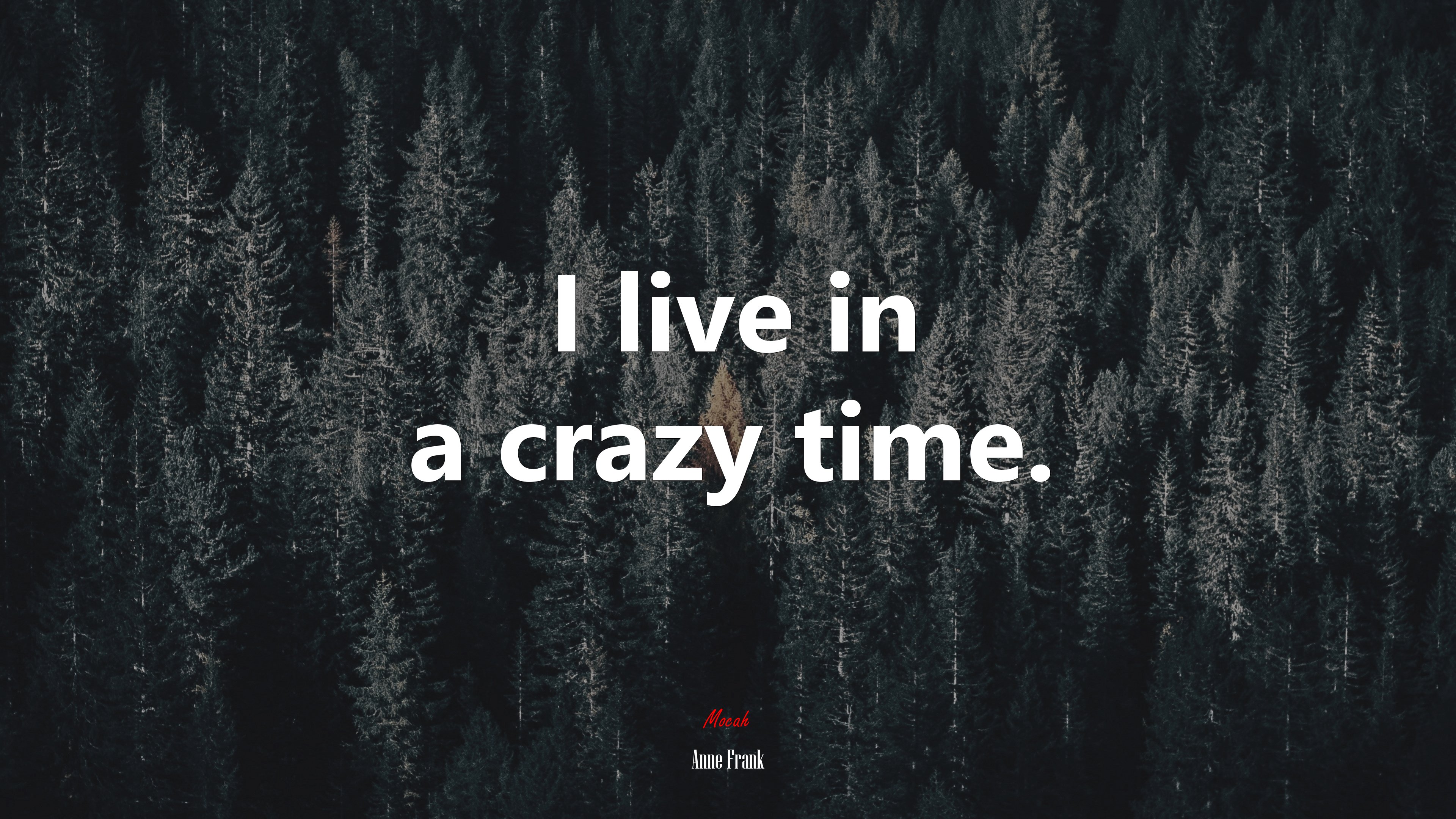 I live in a crazy time. | Anne Frank quote HD Wallpaper