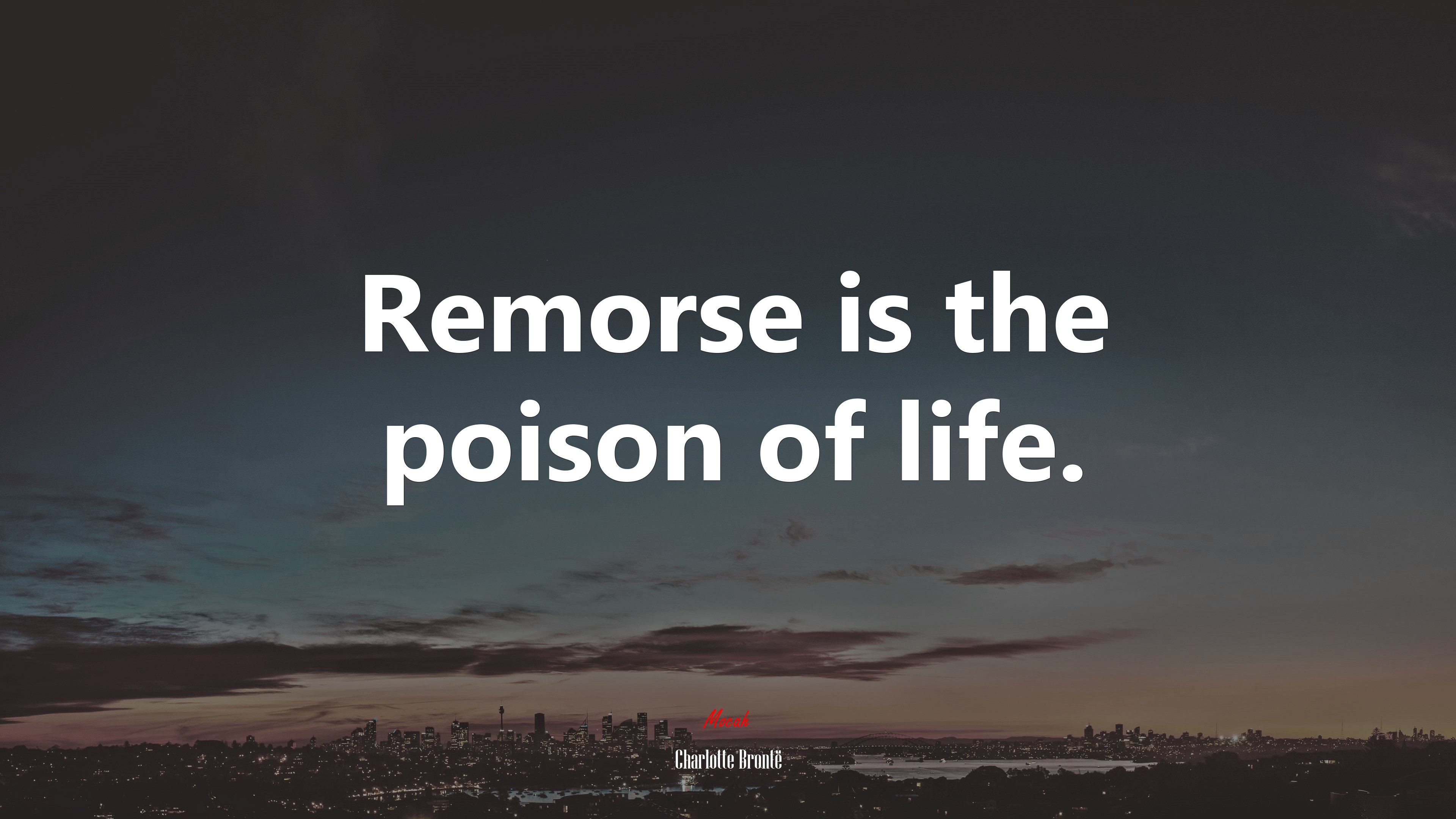 Remorse is the poison of life. | Charlotte Brontë quote HD Wallpaper