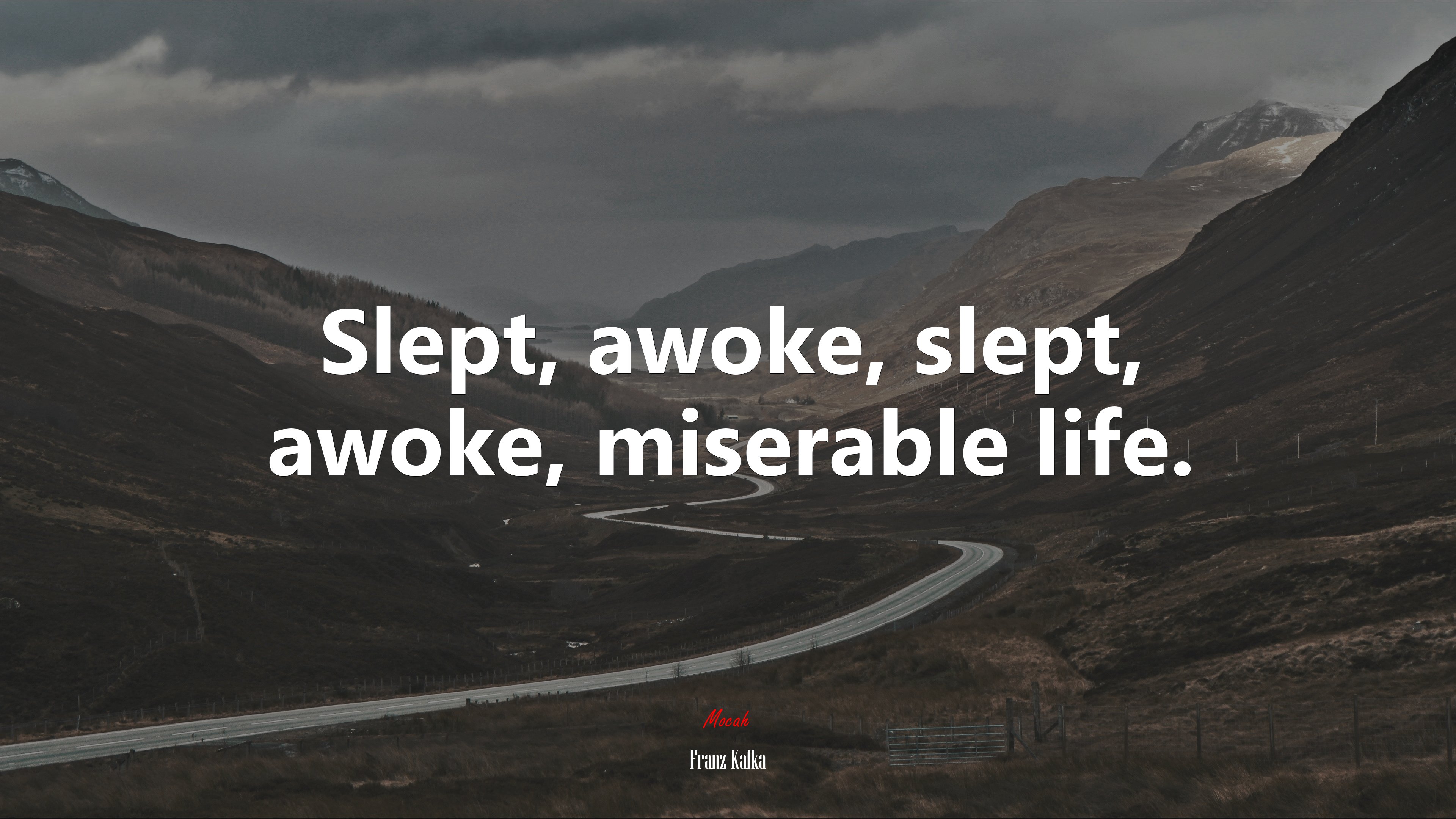 Slept, awoke, slept, awoke, miserable life. | Franz Kafka quote HD Wallpaper