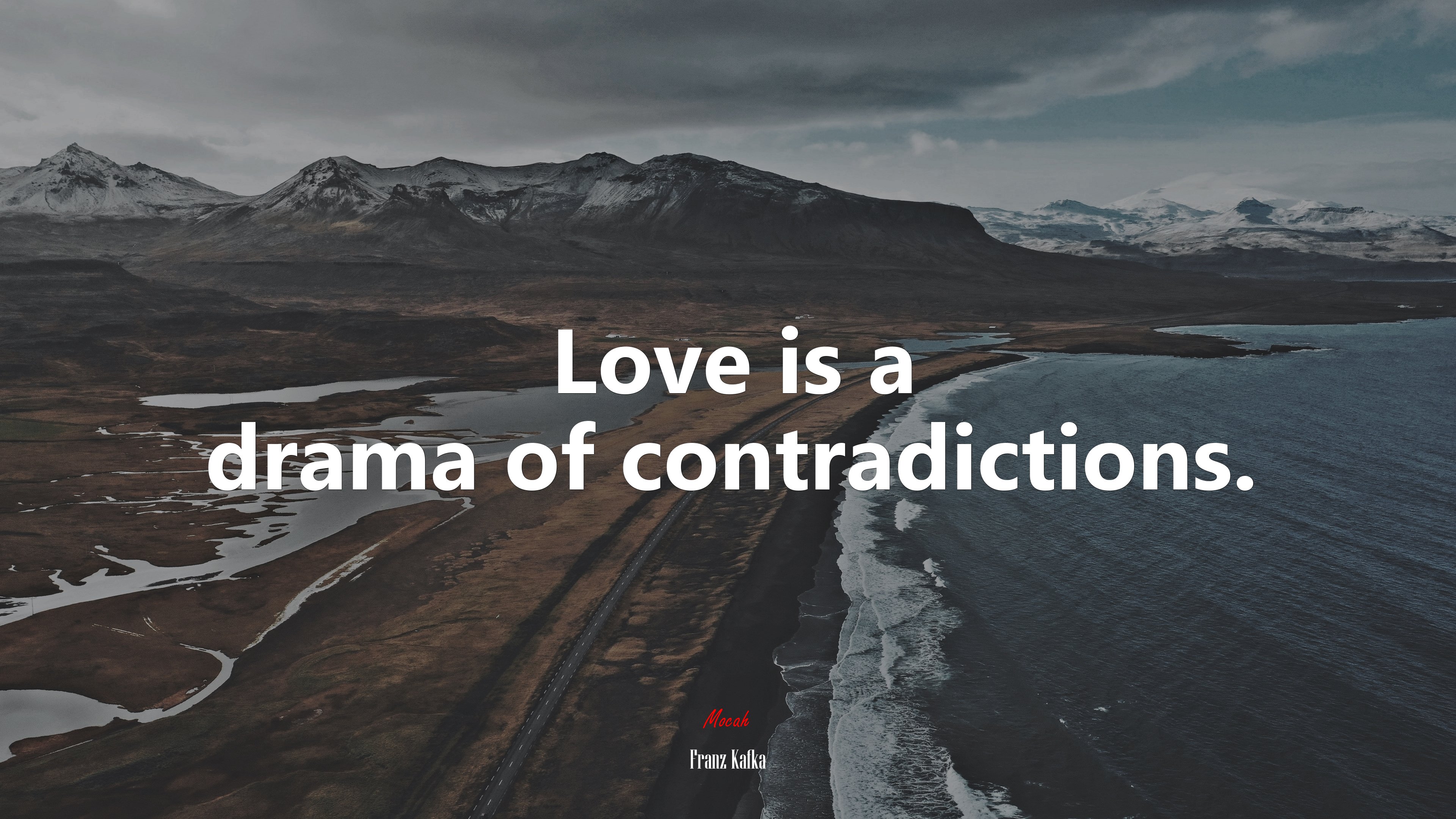 Love is a drama of contradictions. | Franz Kafka quote HD Wallpaper