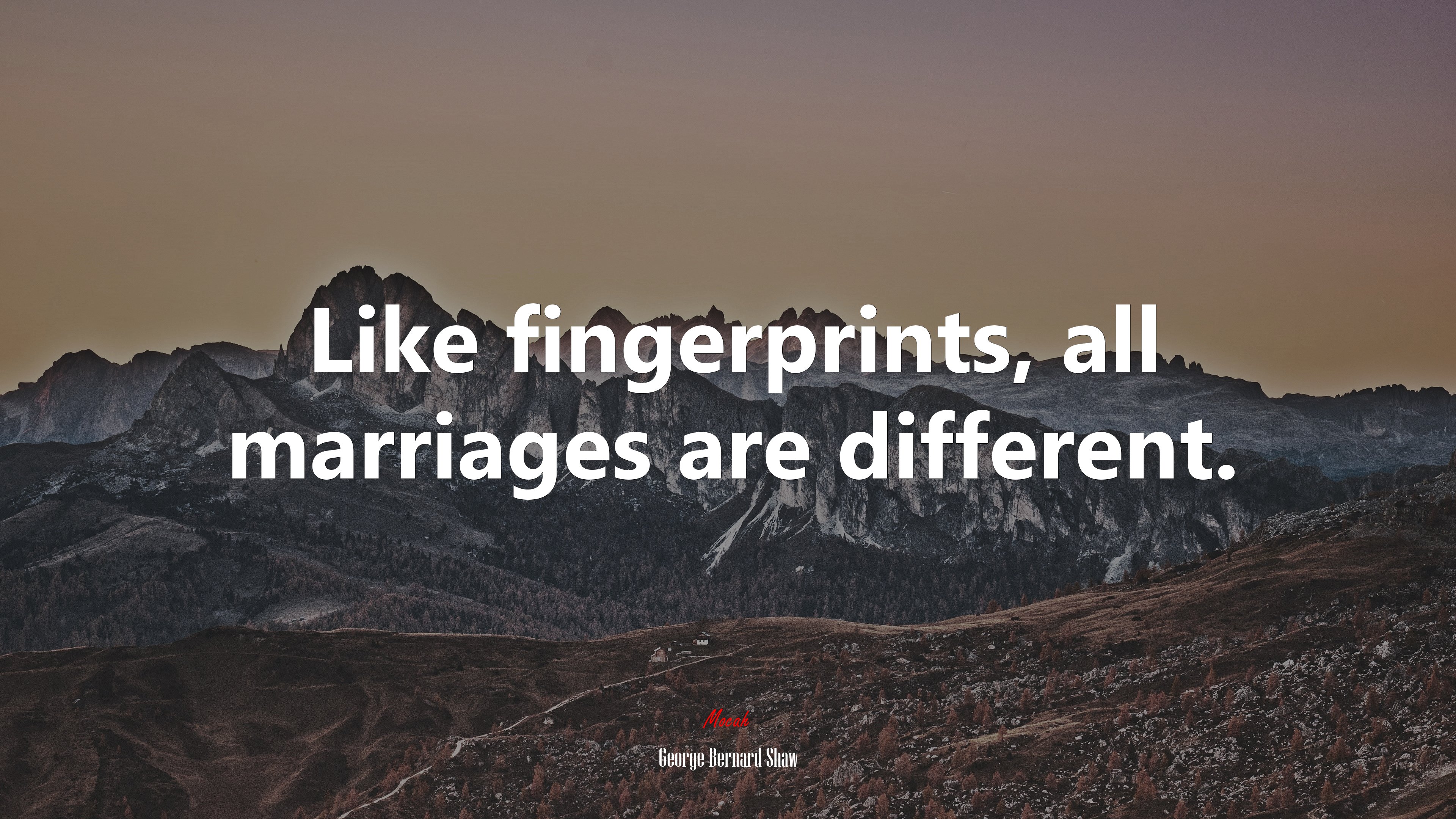 Like fingerprints, all marriages are different. | George Bernard Shaw quote HD Wallpaper