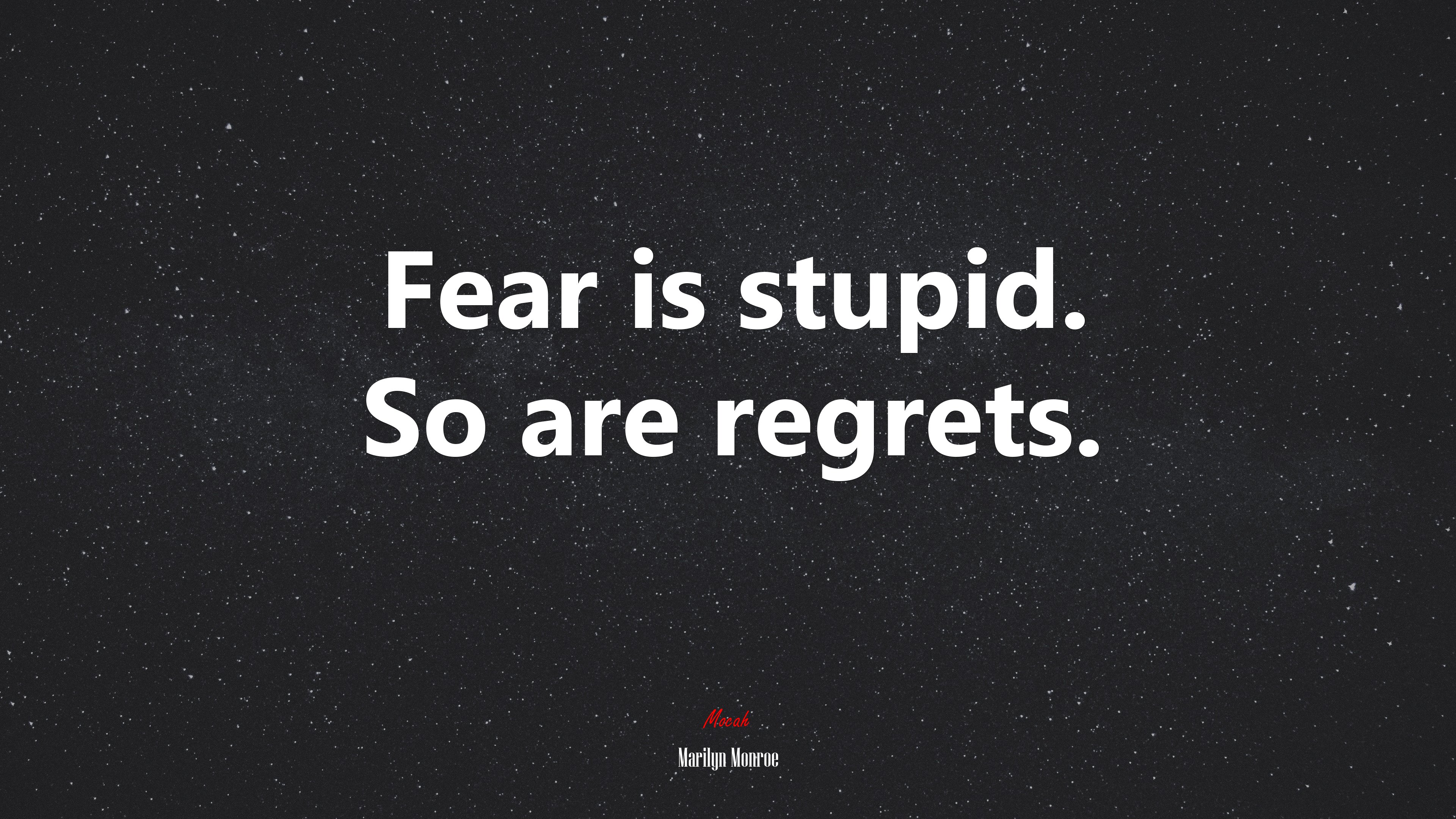 Fear is stupid. So are regrets. | Marilyn Monroe quote HD Wallpaper
