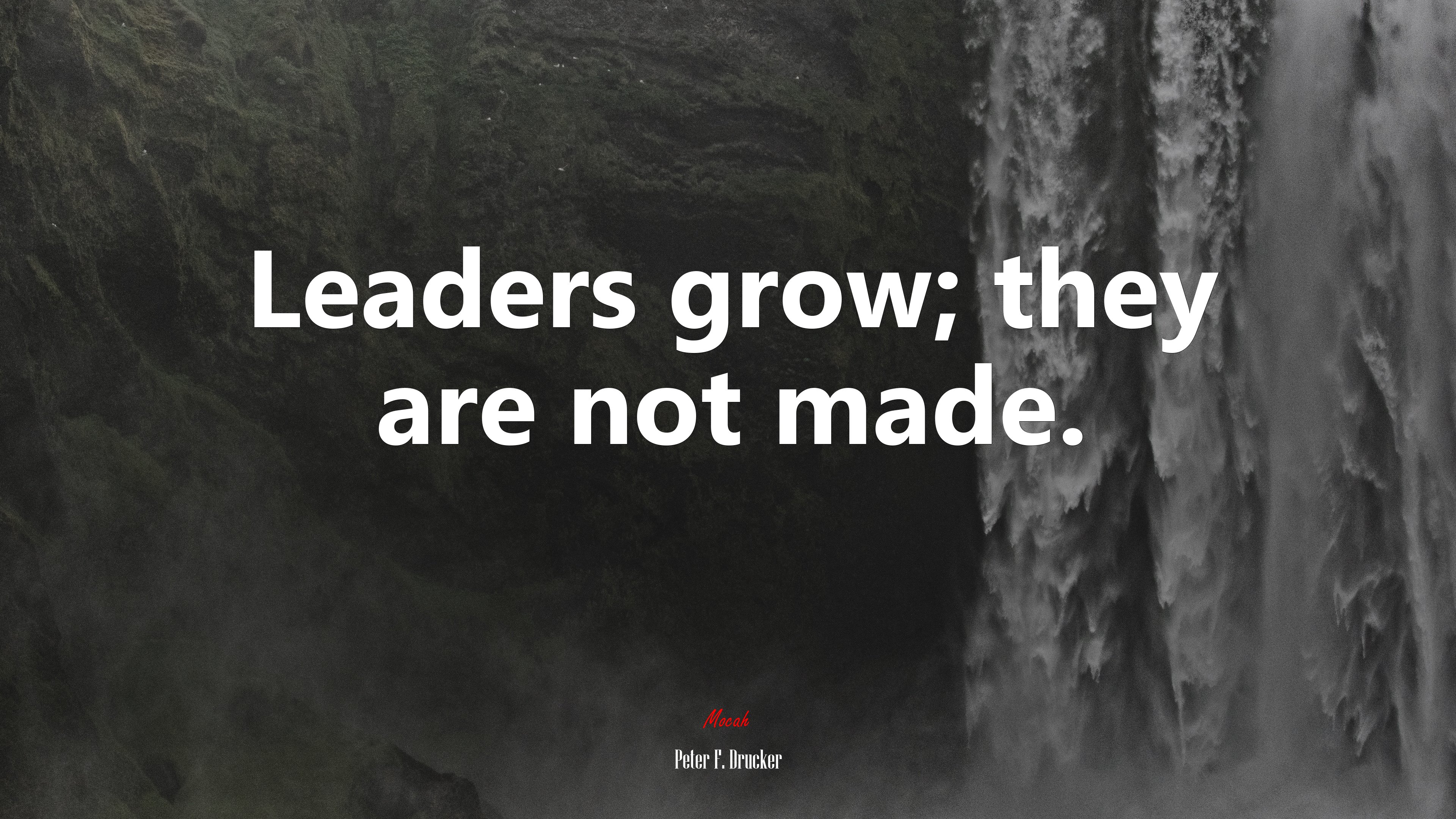Leaders grow; they are not made. | Peter F. Drucker quote HD Wallpaper