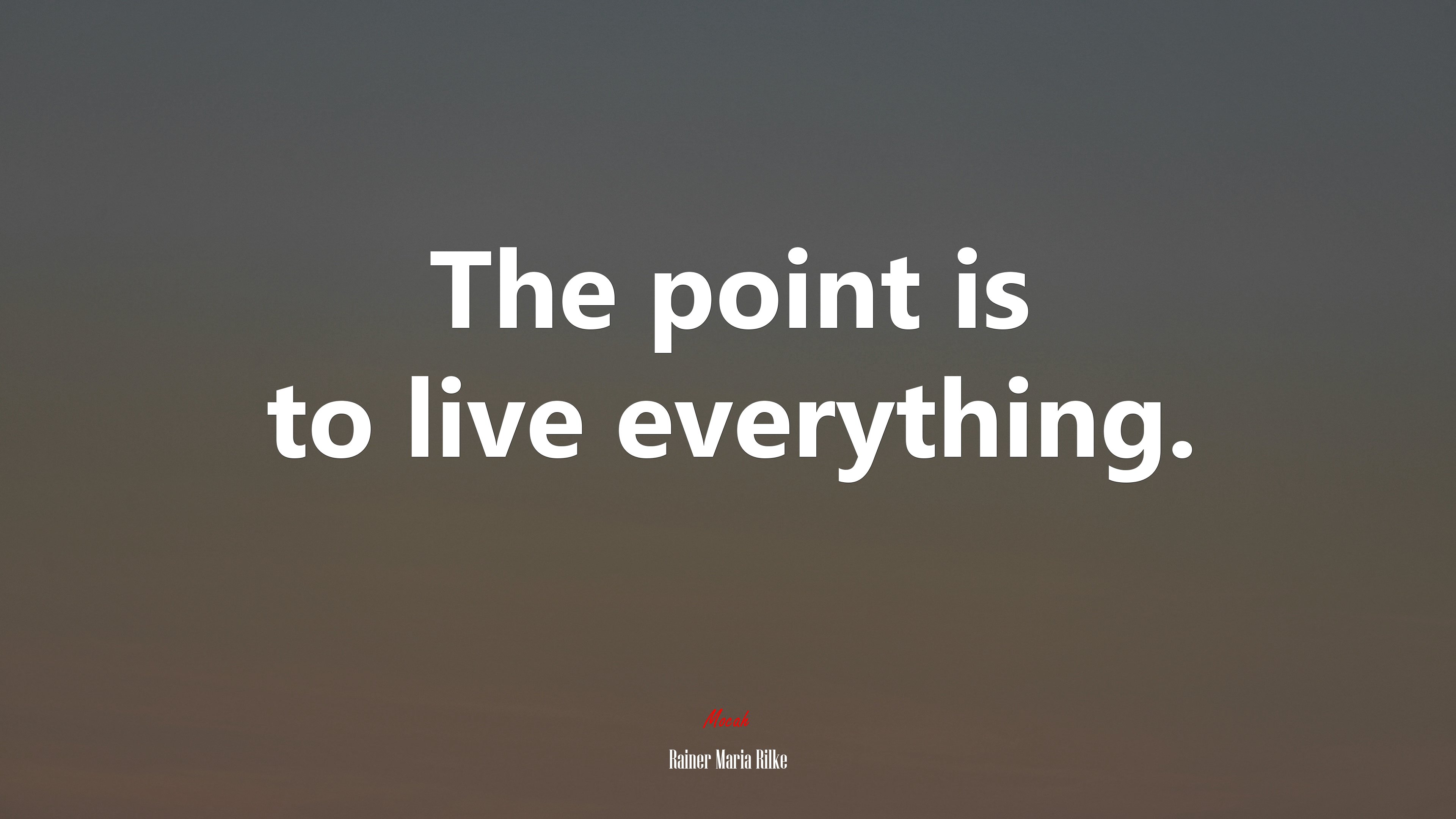 The point is to live everything. | Rainer Maria Rilke quote HD Wallpaper