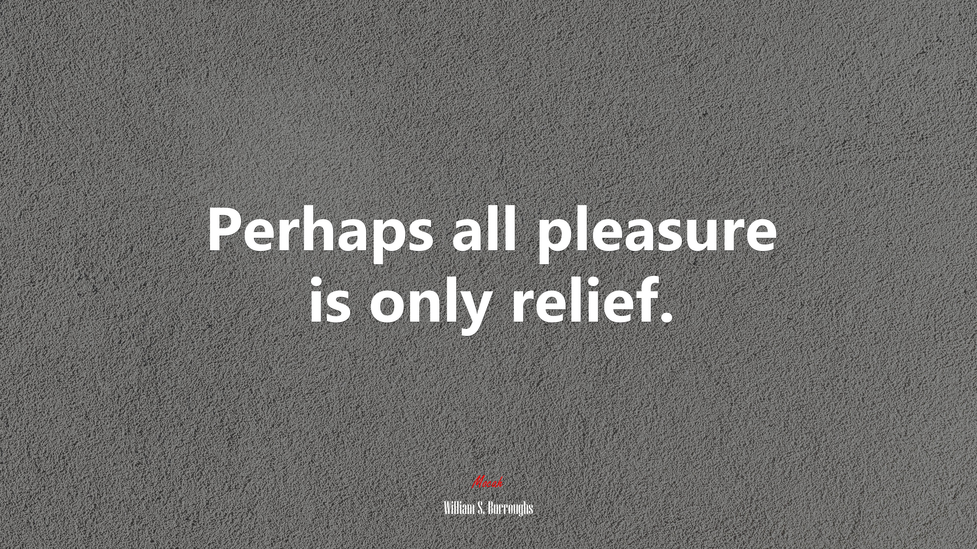 Perhaps all pleasure is only relief. | William S. Burroughs quote HD Wallpaper