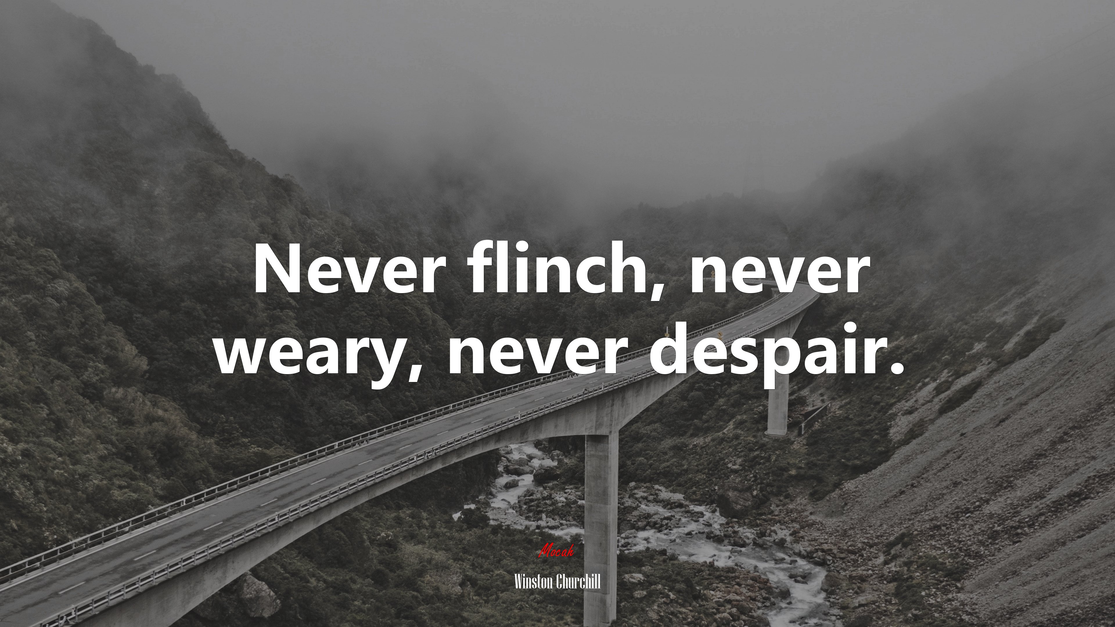 Never flinch, never weary, never despair. | Winston Churchill quote HD Wallpaper