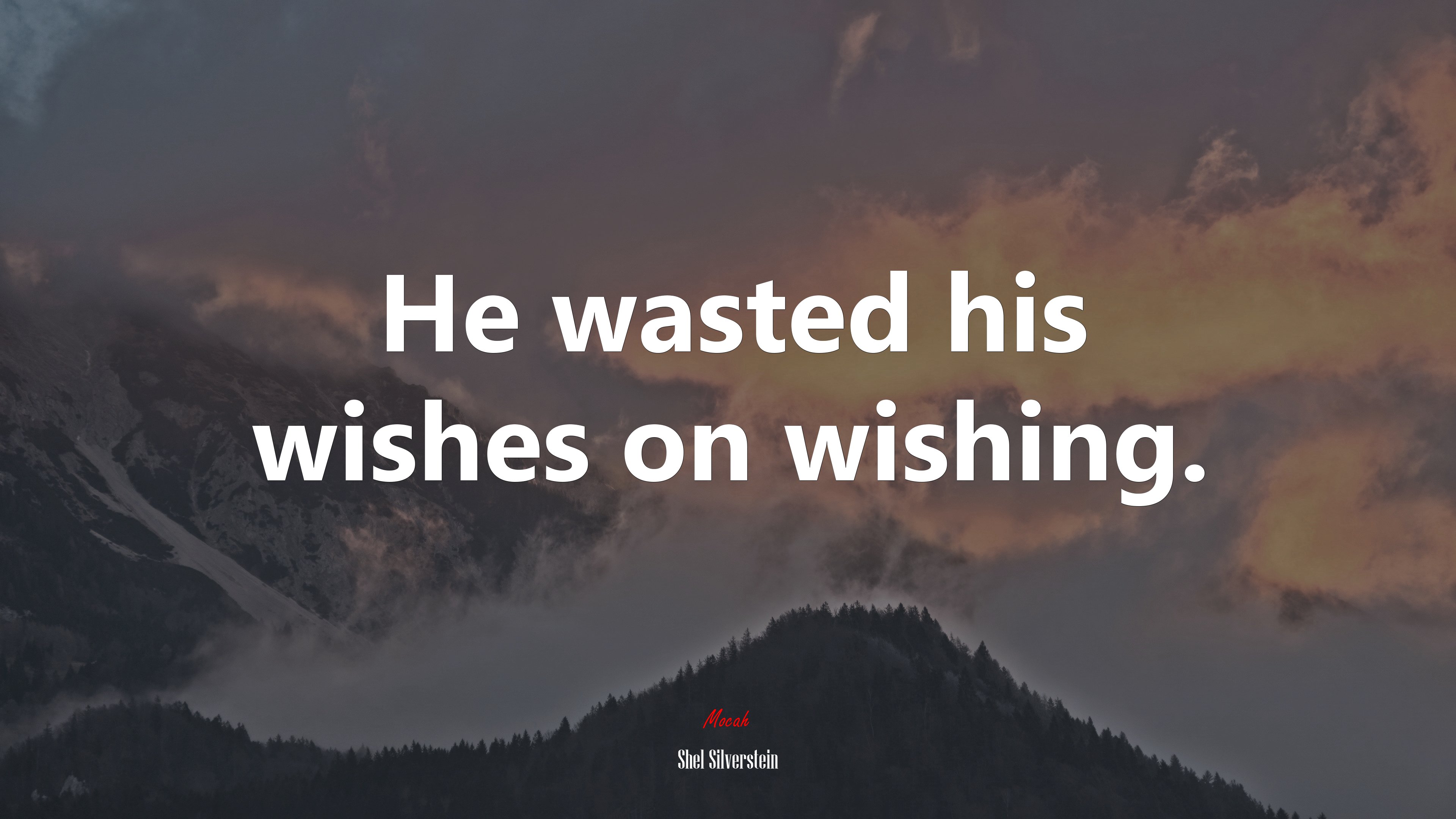 He wasted his wishes on wishing. | Shel Silverstein quote HD Wallpaper