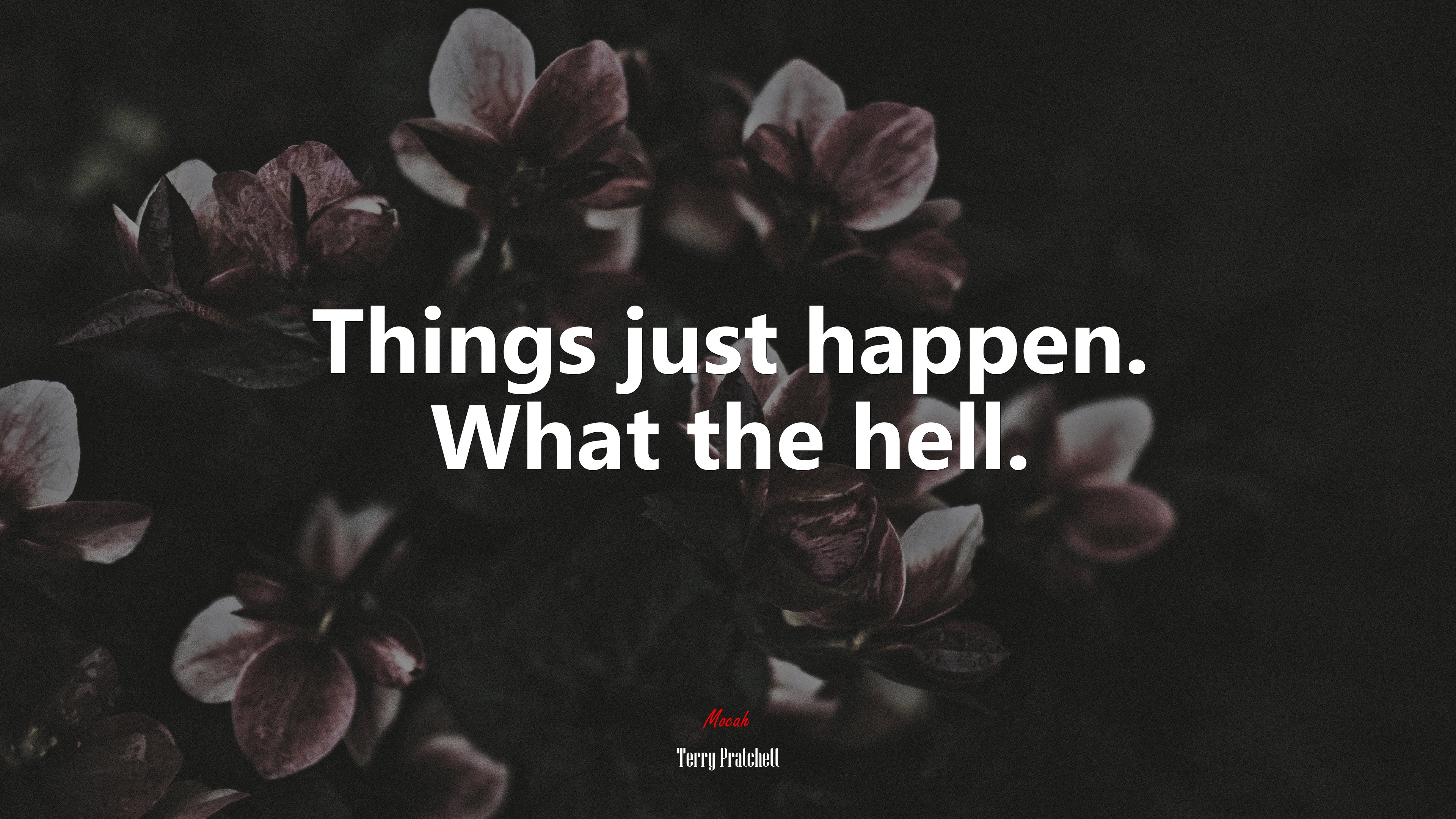 Things just happen. What the hell. | Terry Pratchett quote HD Wallpaper