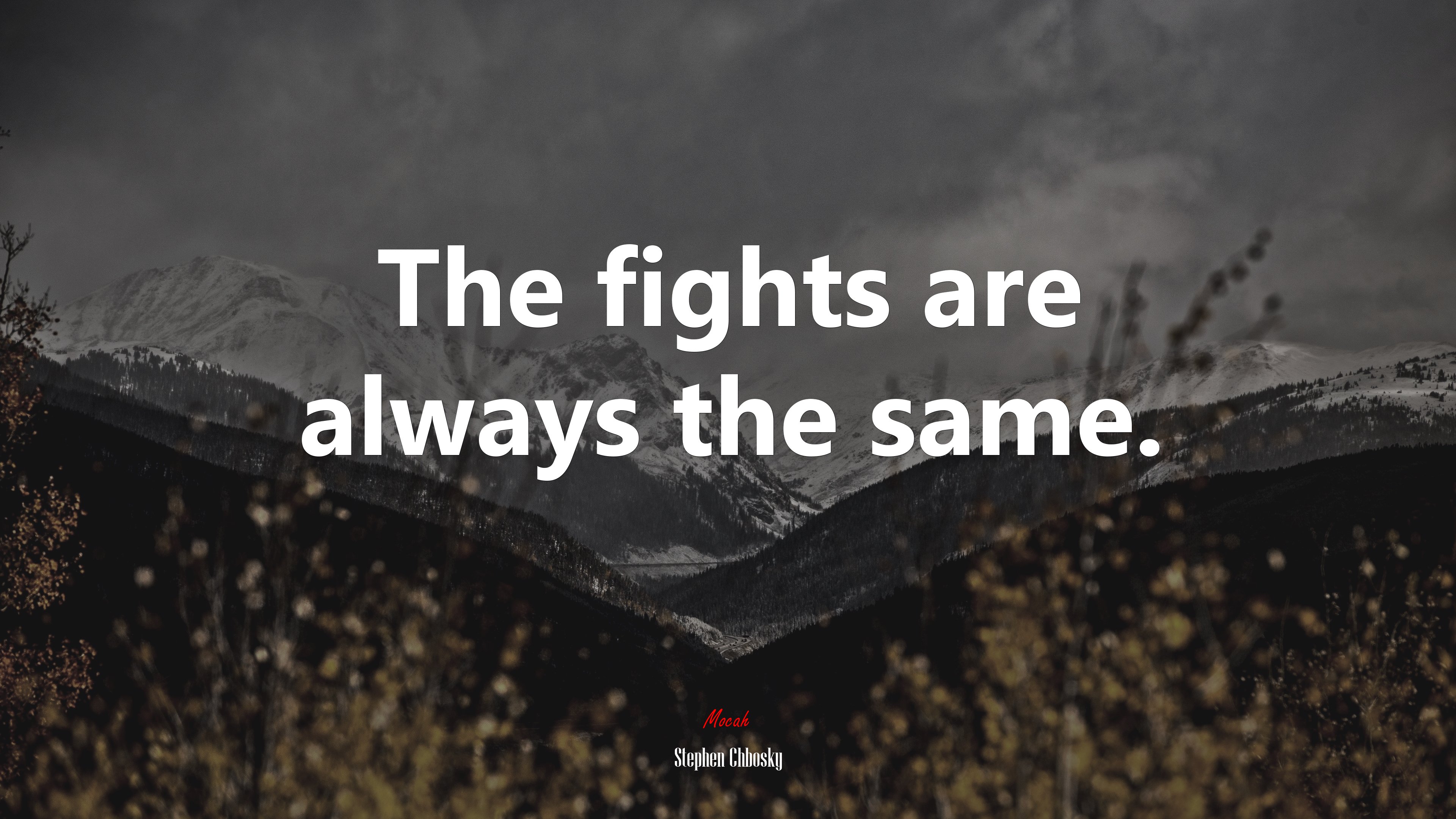 The fights are always the same. | Stephen Chbosky quote HD Wallpaper