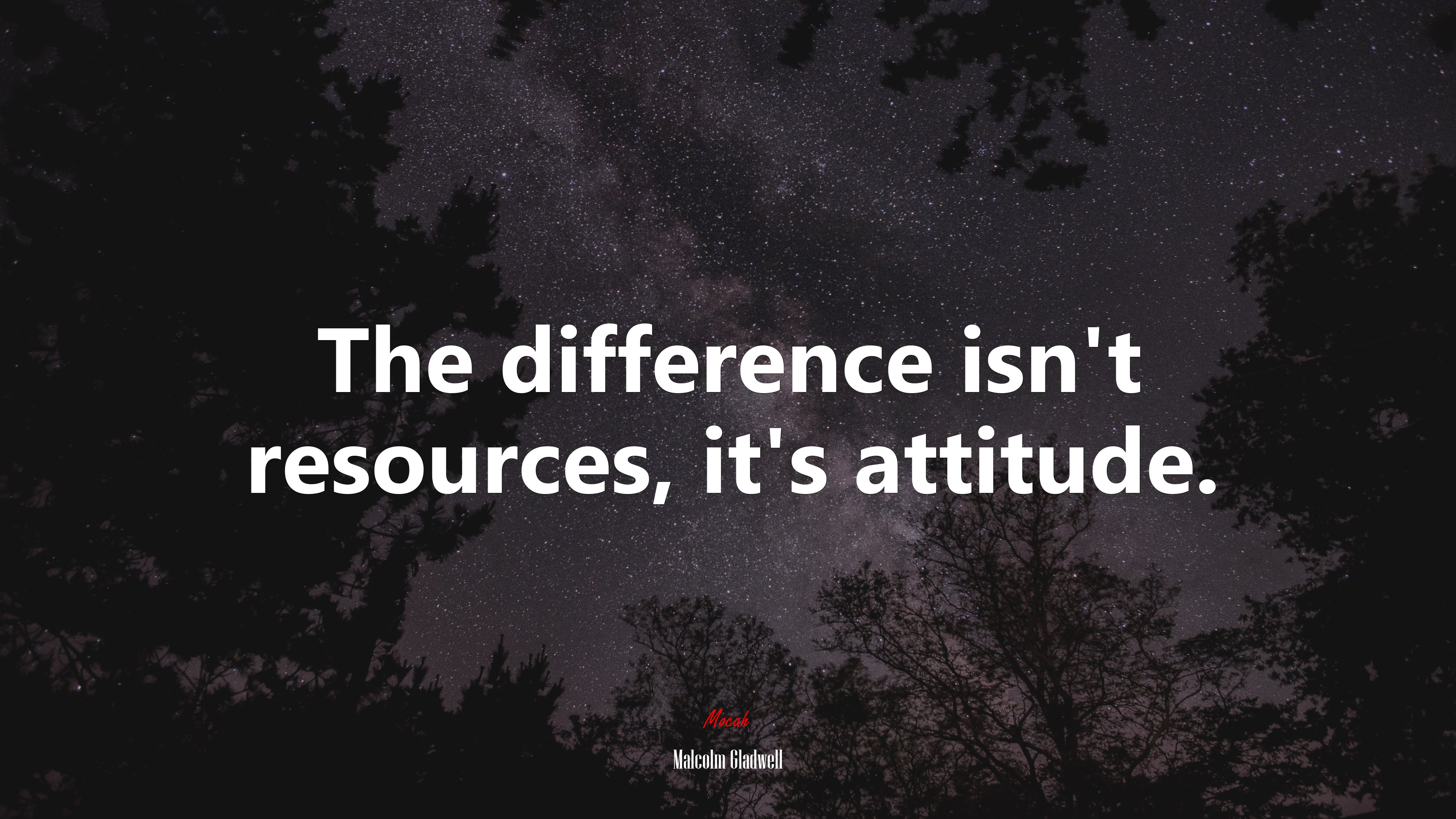 The difference isn’t resources, it’s attitude. | Malcolm Gladwell quote HD Wallpaper