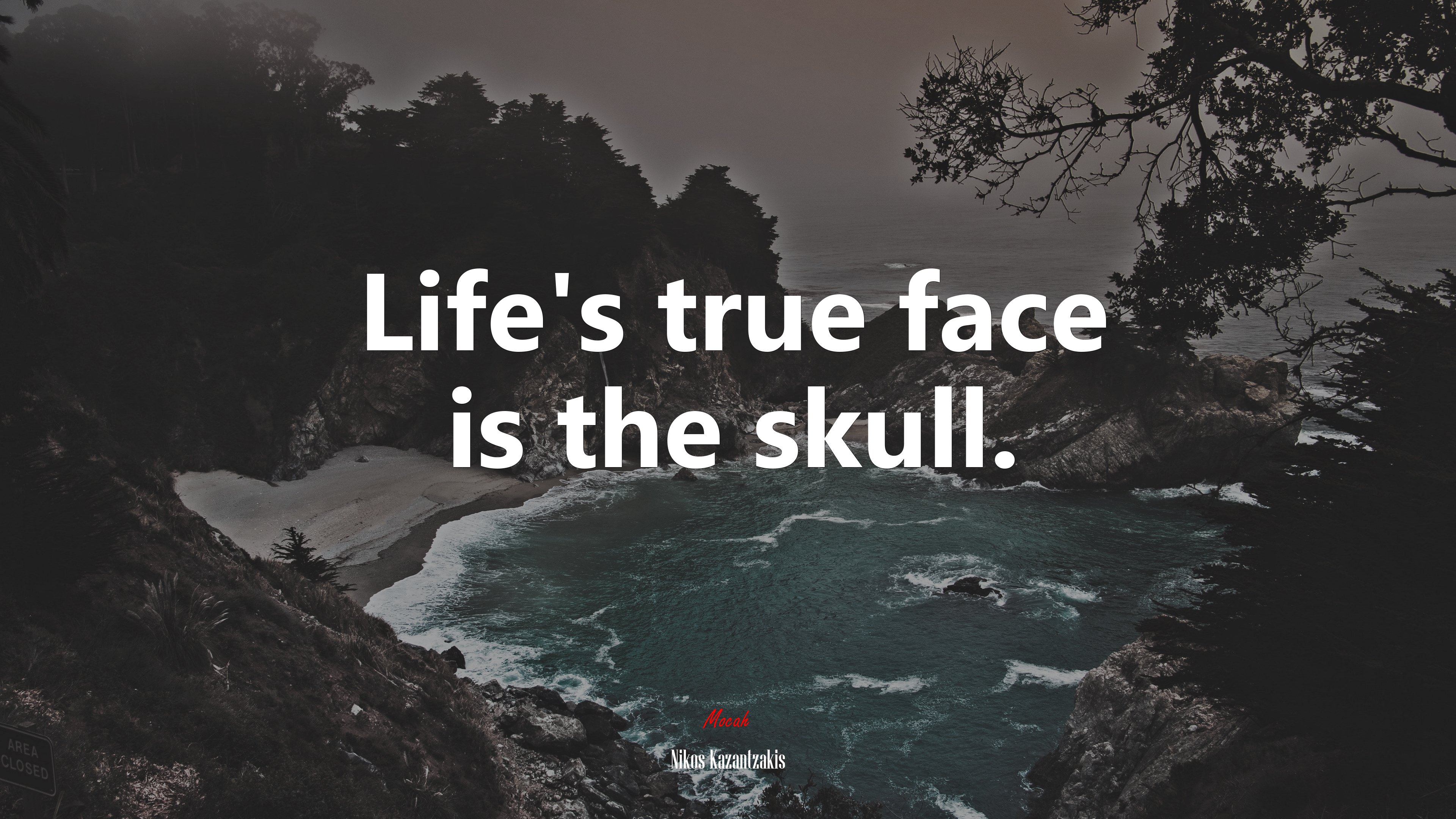 Life’s true face is the skull. | Nikos Kazantzakis quote HD Wallpaper