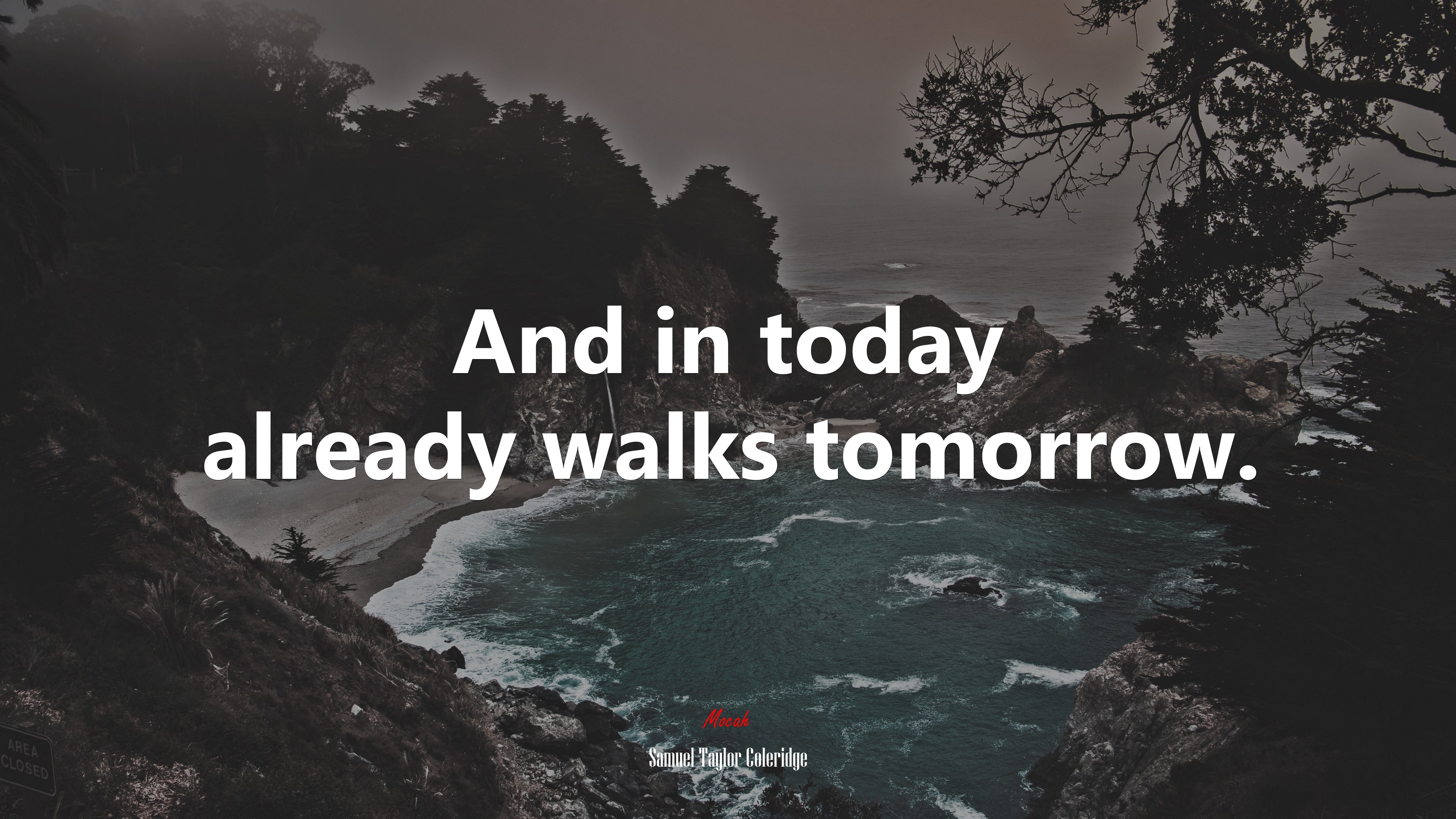 And in today already walks tomorrow. | Samuel Taylor Coleridge quote HD Wallpaper