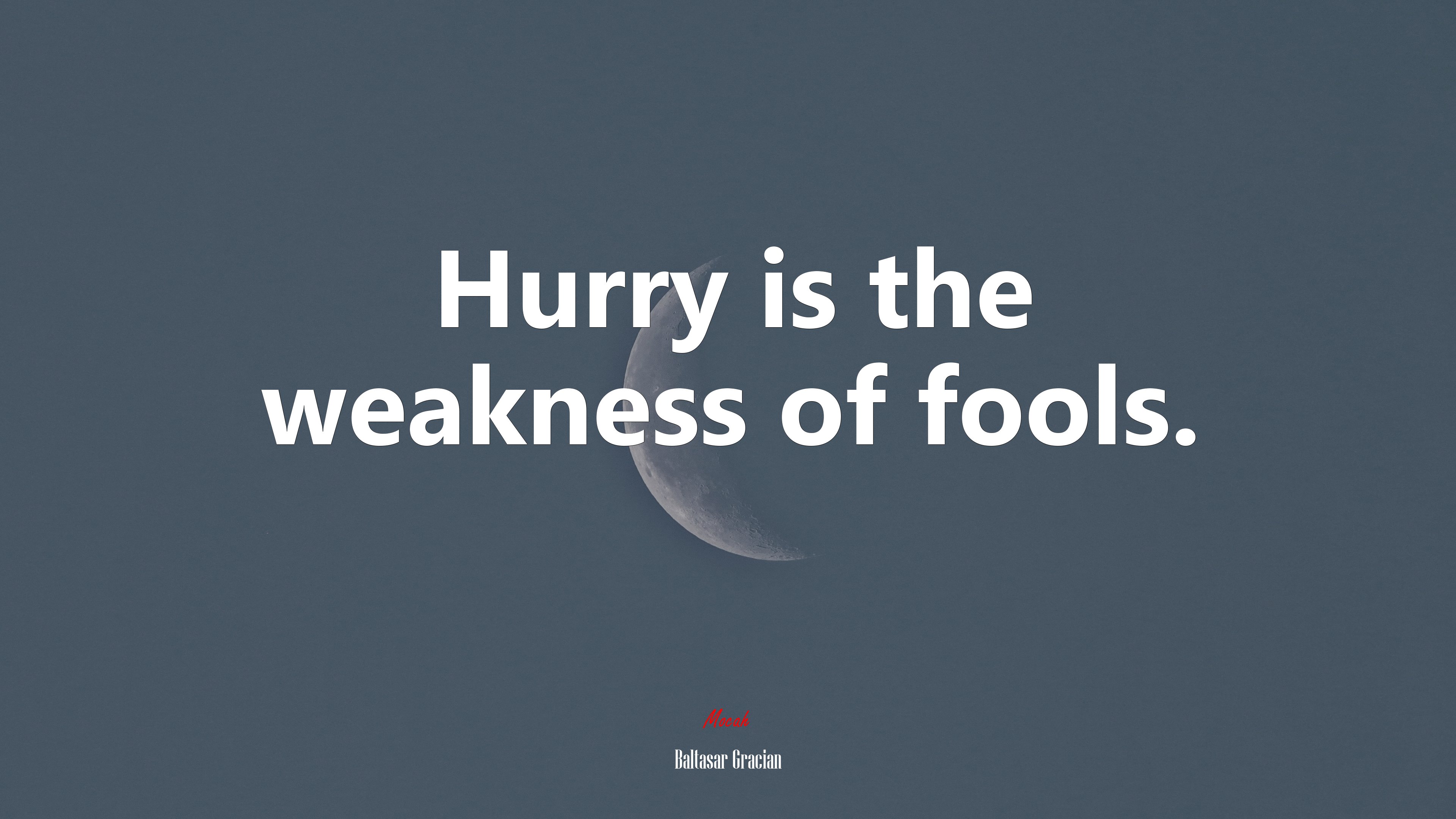 Hurry is the weakness of fools. | Baltasar Gracián quote HD Wallpaper
