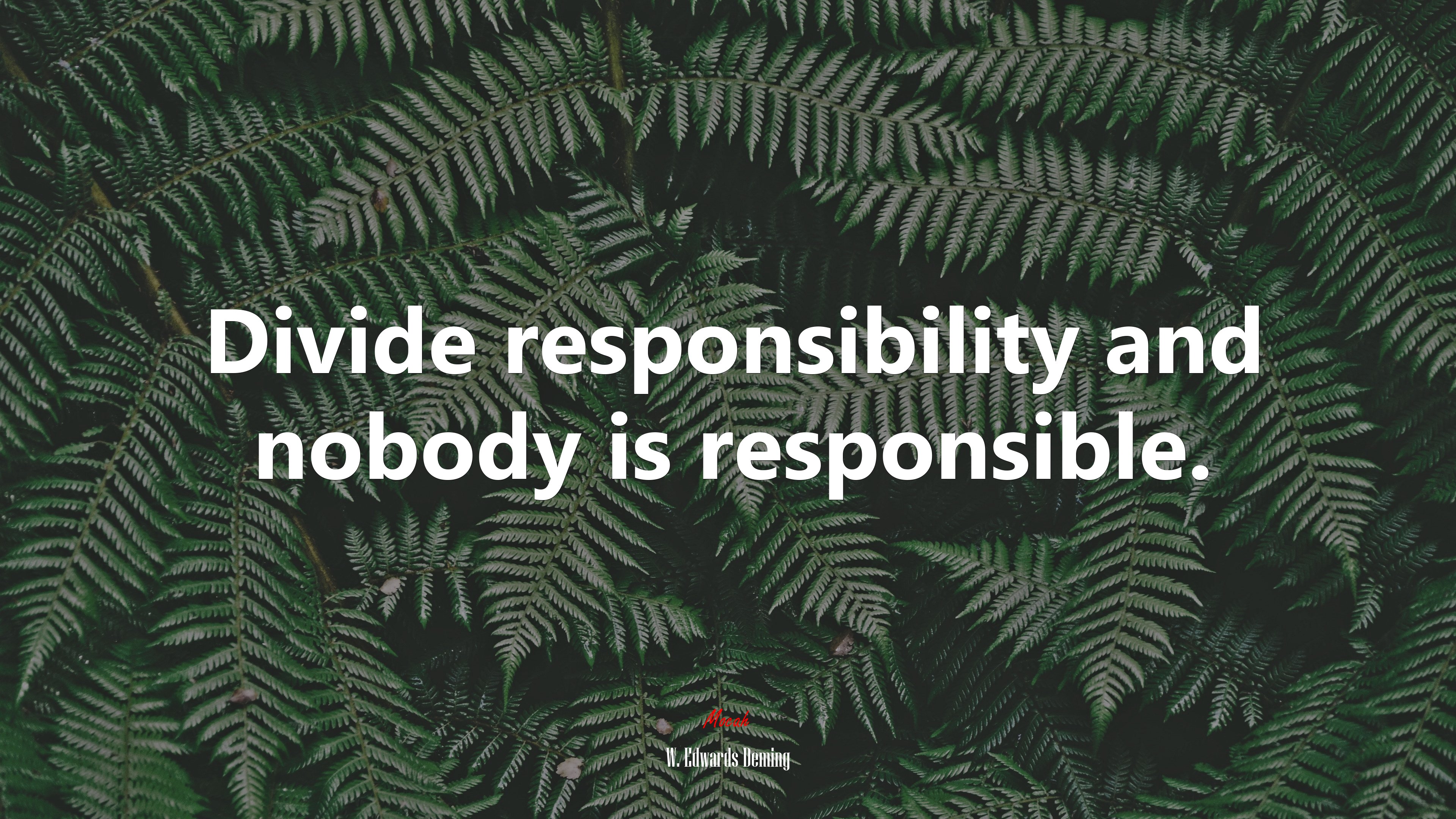 Divide responsibility and nobody is responsible. | W. Edwards Deming quote HD Wallpaper