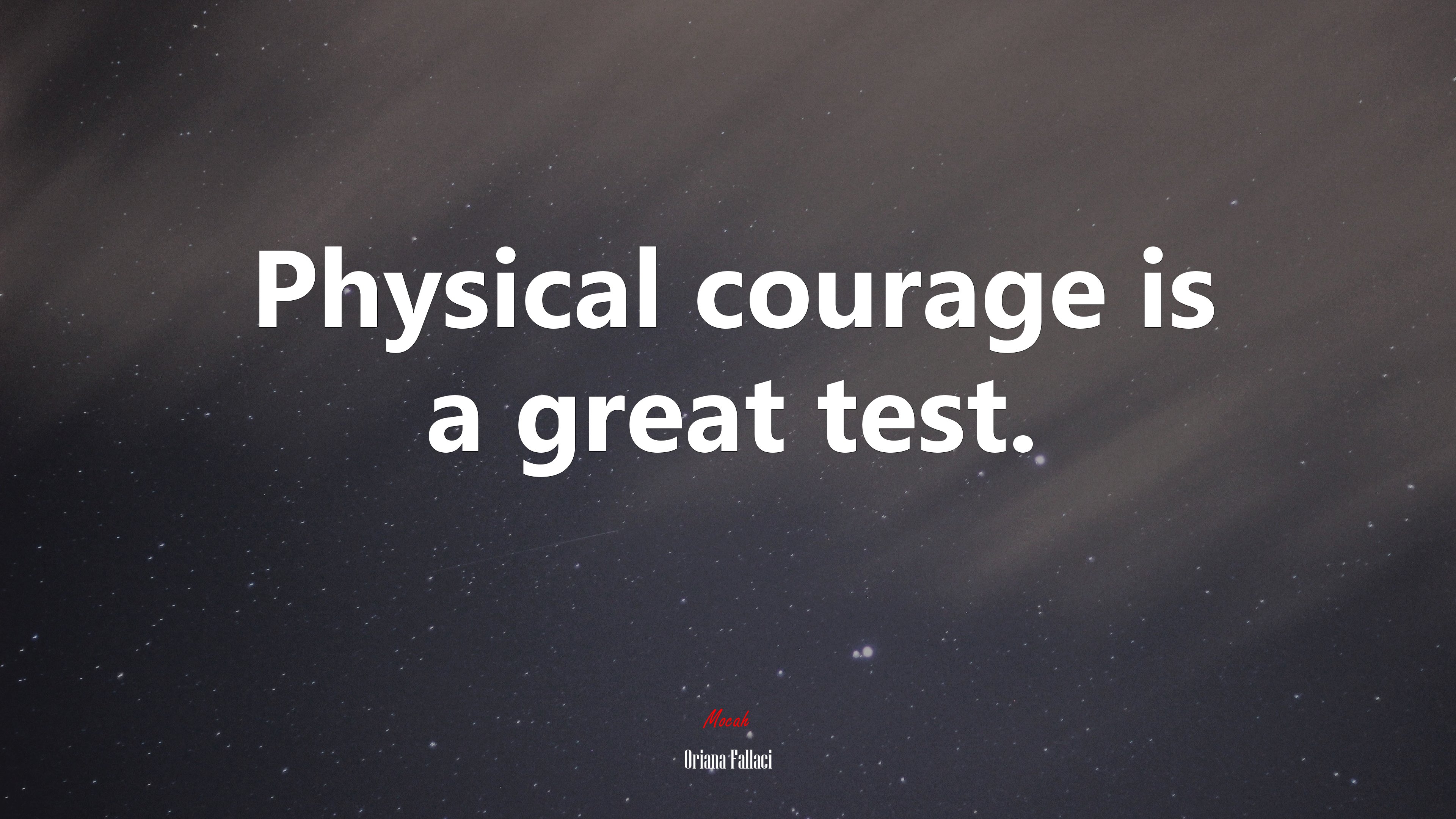 Physical courage is a great test. | Oriana Fallaci quote HD Wallpaper