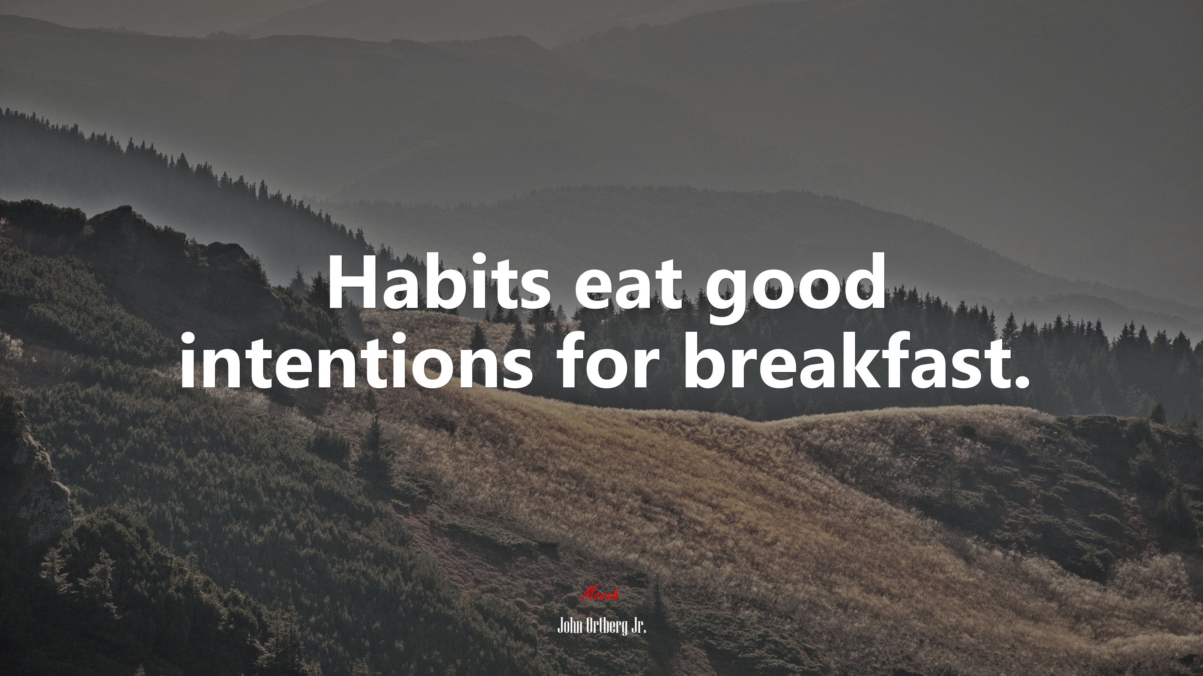Habits eat good intentions for breakfast. | John Ortberg Jr. quote HD Wallpaper