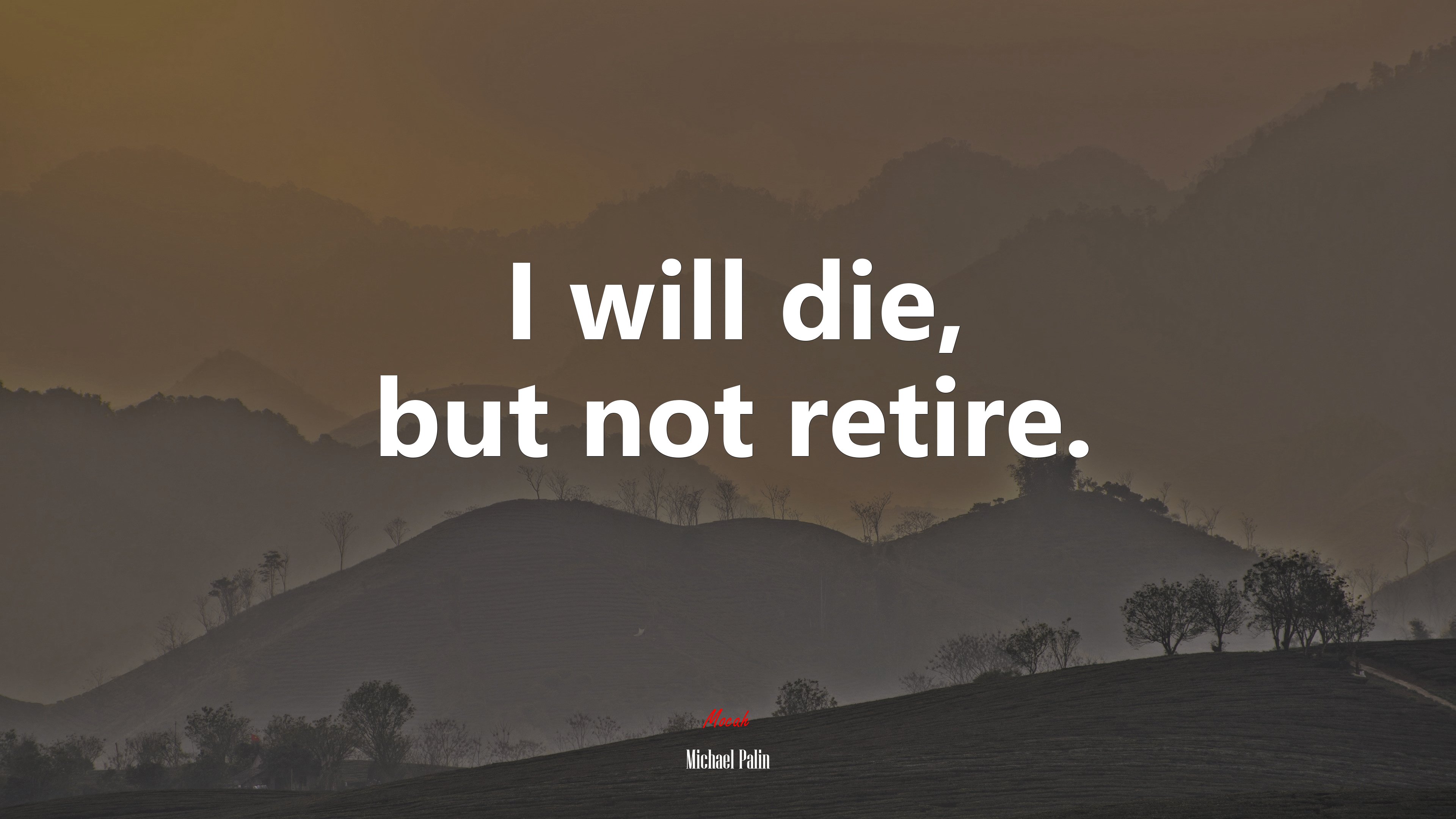 I will die, but not retire. | Michael Palin quote HD Wallpaper