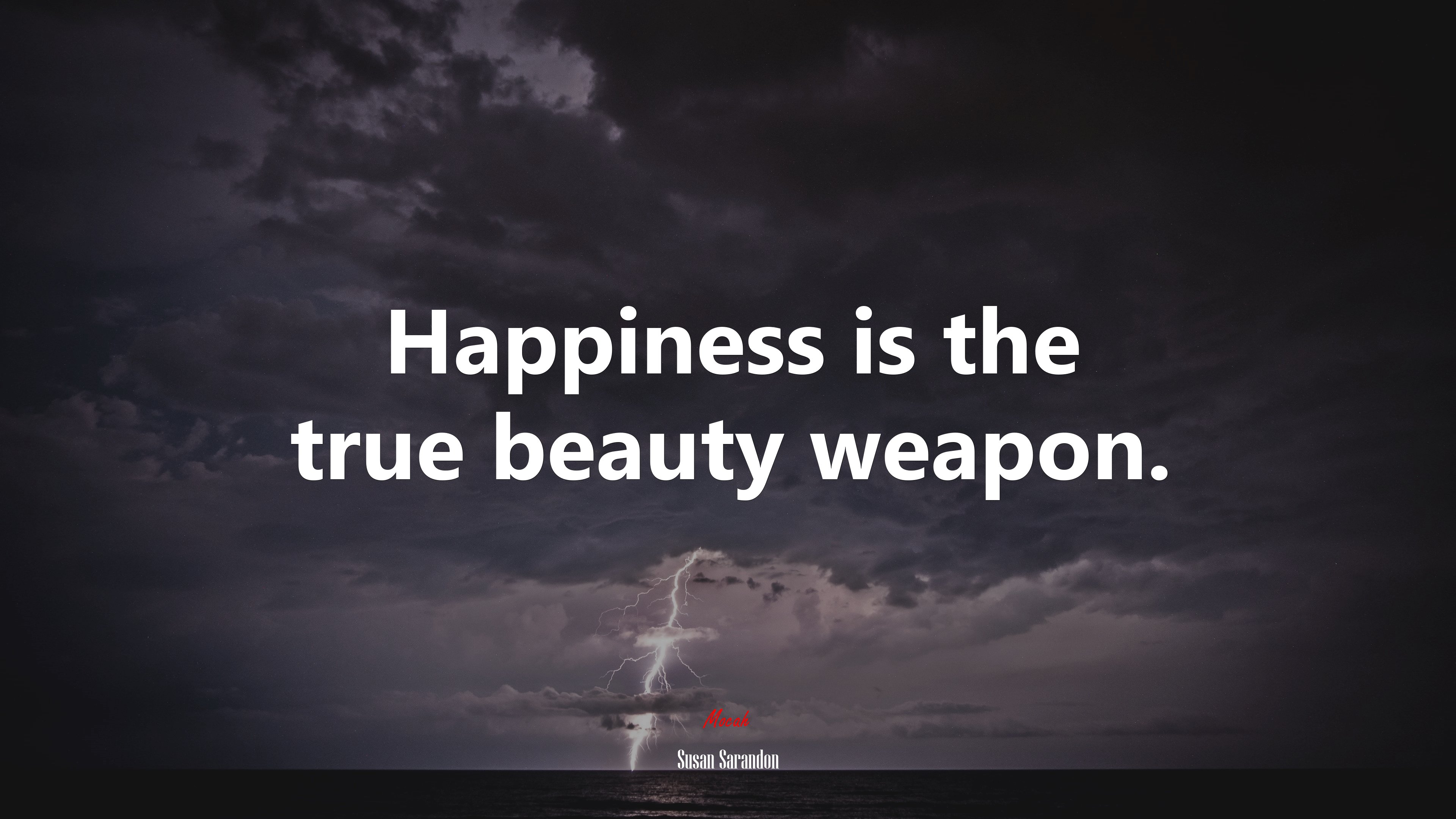 Happiness is the true beauty weapon. | Susan Sarandon quote HD Wallpaper