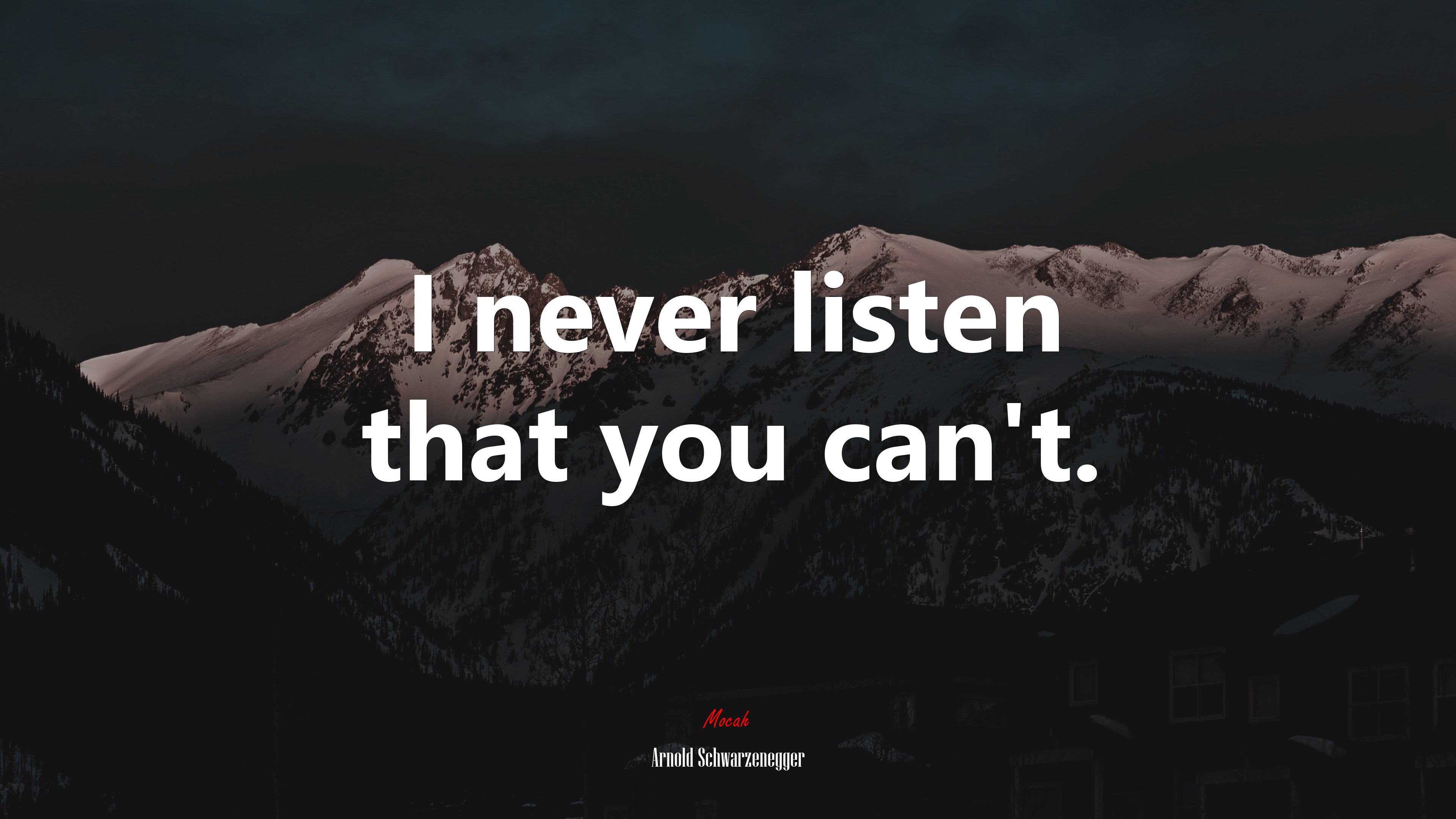 I never listen that you can’t. | Arnold Schwarzenegger quote HD Wallpaper