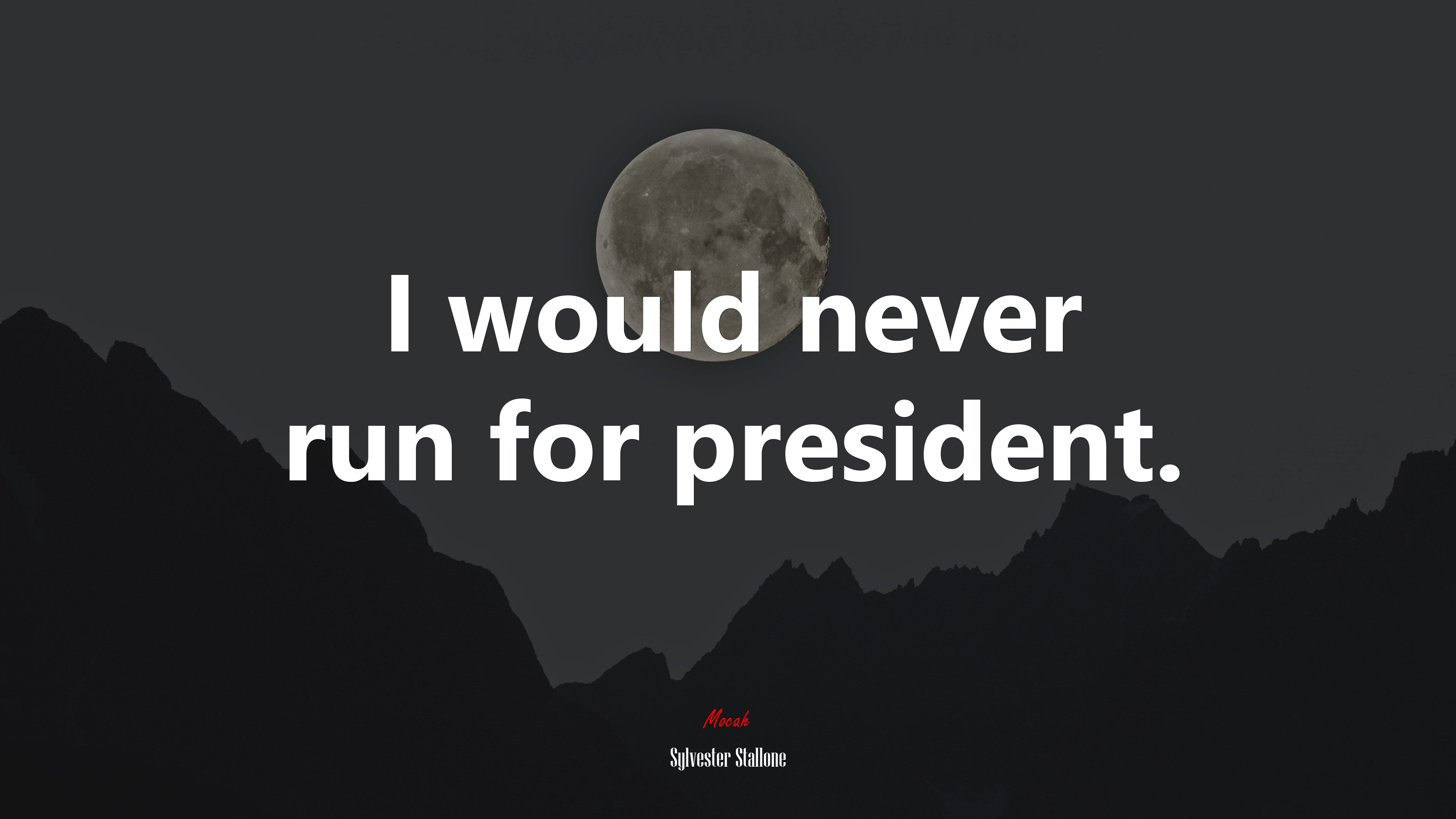I would never run for president. | Sylvester Stallone quote HD Wallpaper